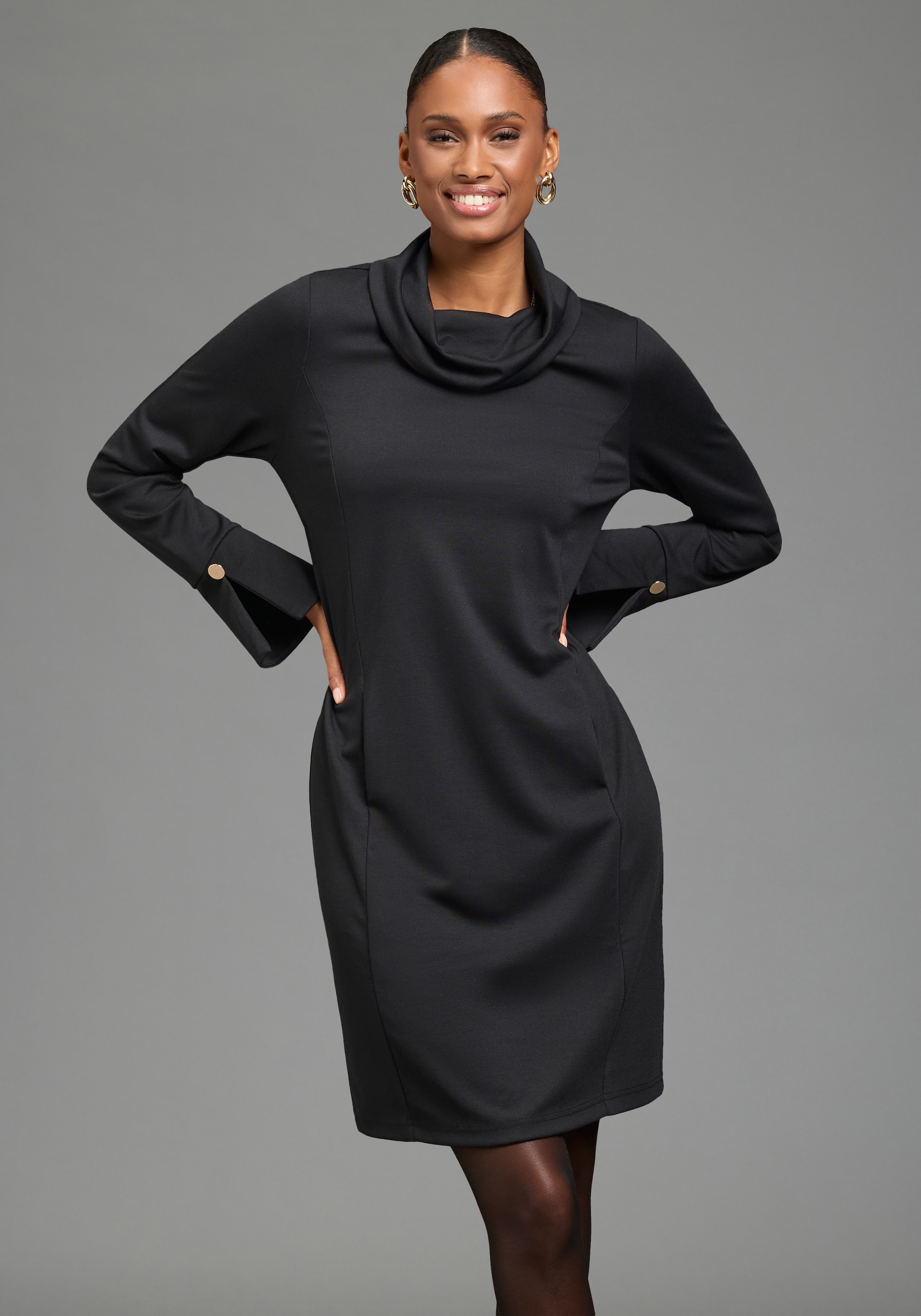 Image of Laura Scott Jerseykleid Nahttaschen aus elastischer Viskosemischung, figurumspielender Schnitt