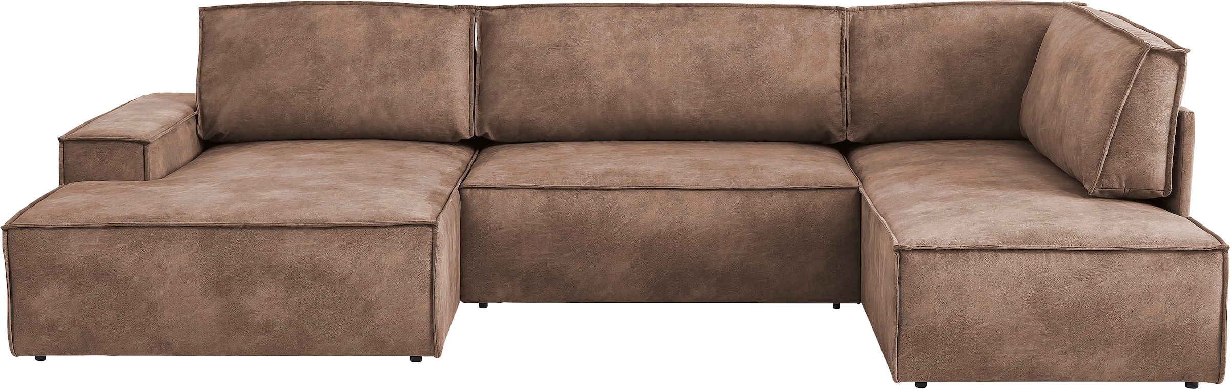 Home affaire Wohnlandschaft »SHERWOOD 329 cm, U-Form, Schlafsofa,«, Schlaffunktion m. Bettkasten (194x139 cm), Cord, Vintage, Samtvelours