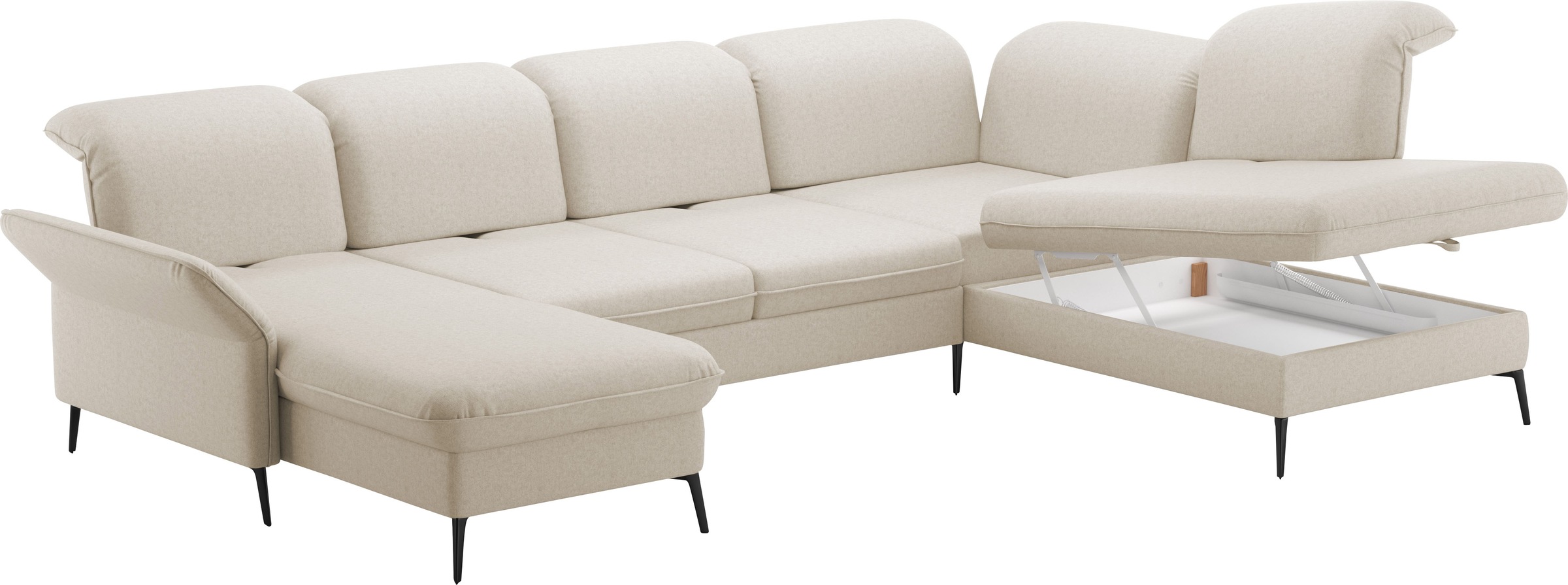 sit&more Wohnlandschaft »Emely, inkl. Sitztiefenverstellung«, wahlweise mit Bettfunktion,Bettkasten,Kopf- & Armteilverstellung
