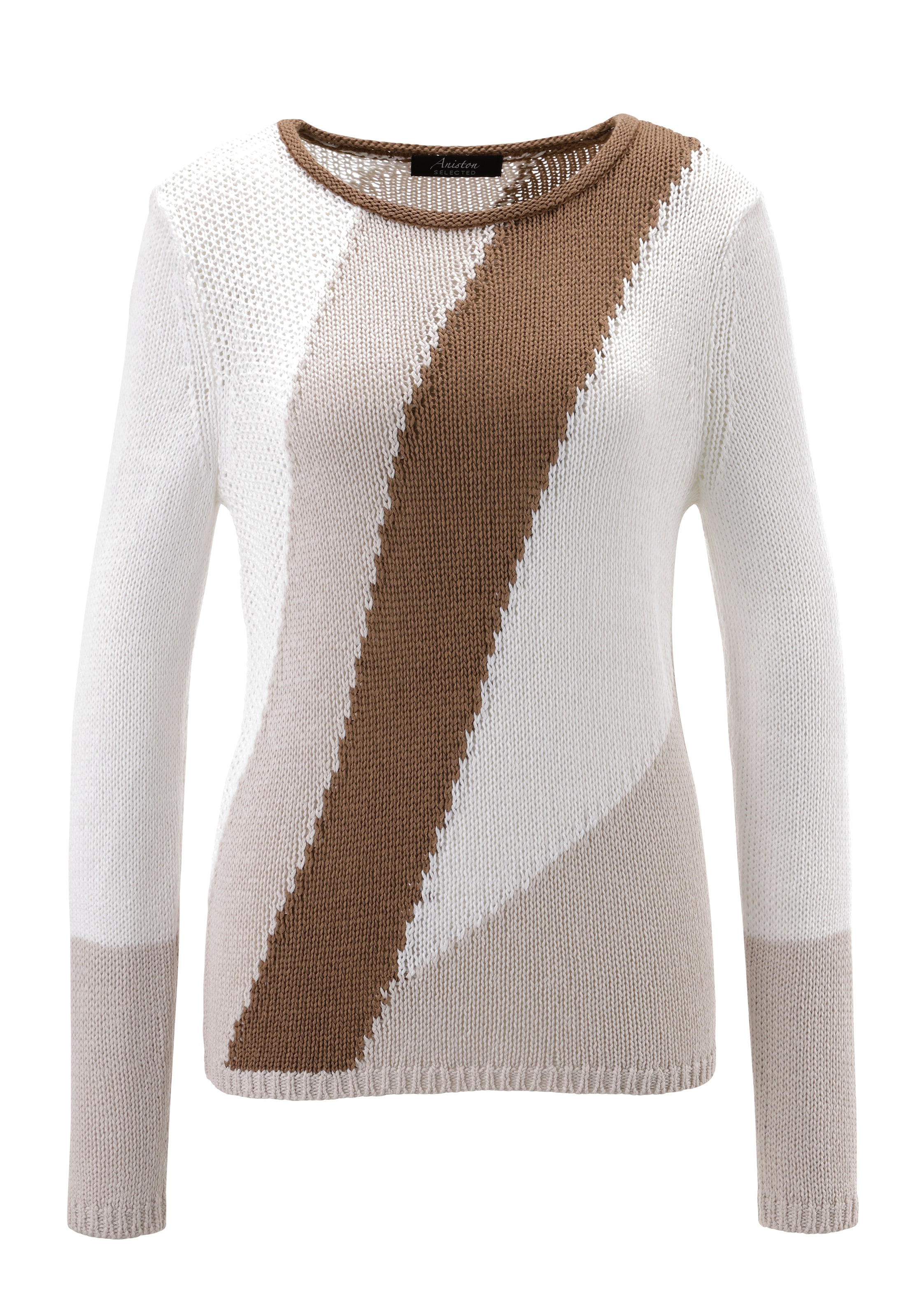 Aniston SELECTED Strickpullover mit Rollkante am Rundhalsausschnitt - NEUE KOLLEKTION
