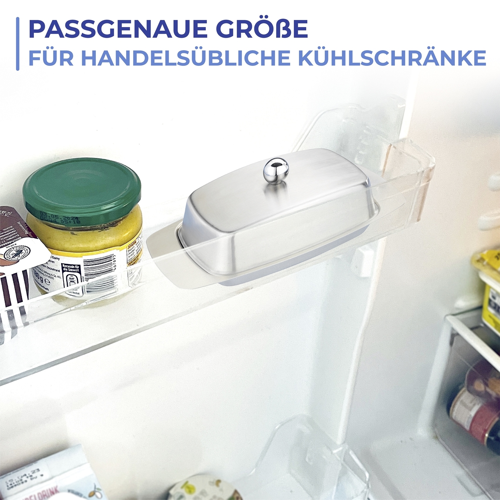 Maximex Butterdose »Edelstahl«, (1 tlg.), Butterbehälter für 250 g Butter zum Servieren, spülmaschinengeeignet