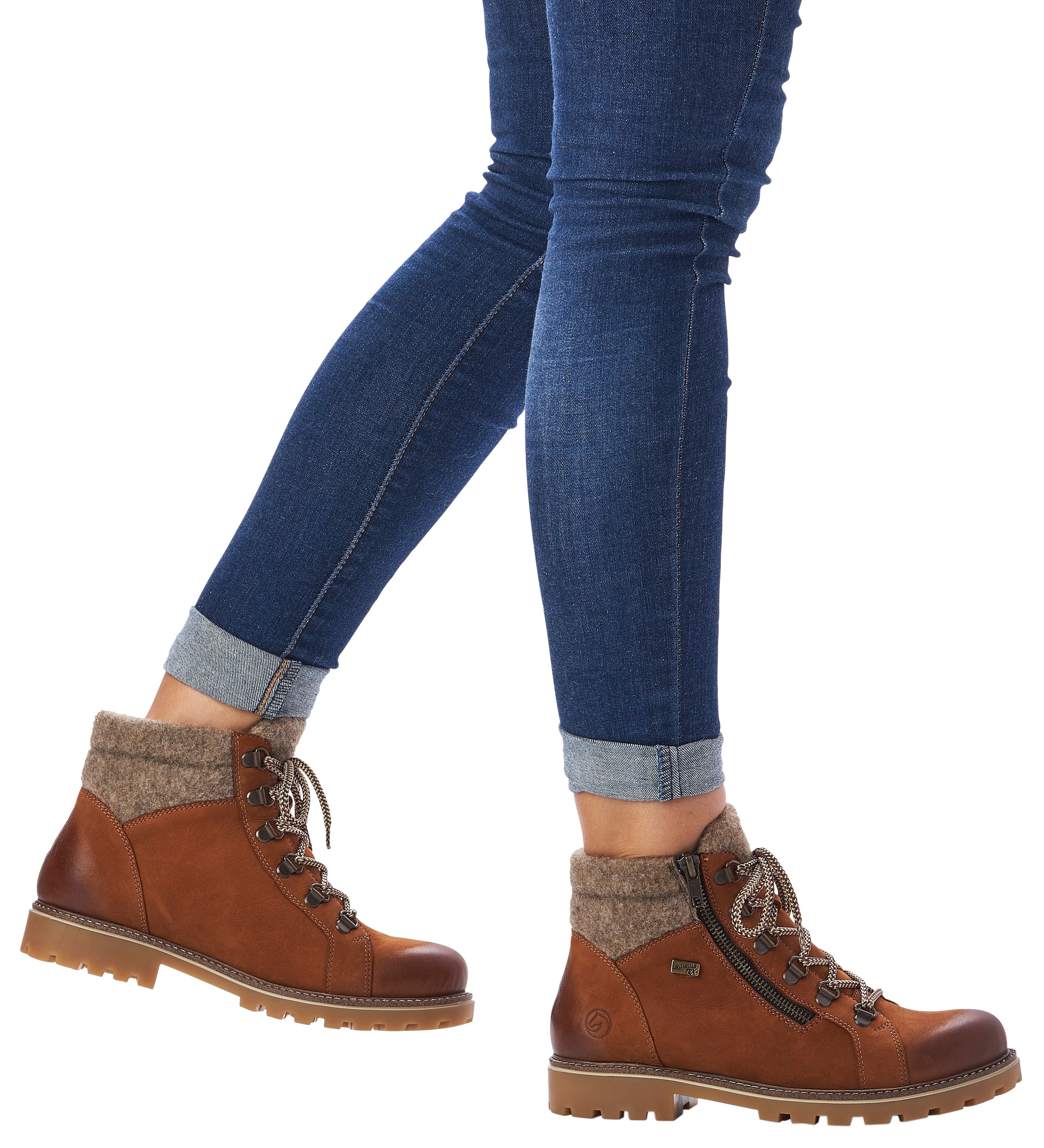 Remonte Winterboots, Blockabsatz, Outdoorschuh, Schnürschuh im trendigen Bergsteiger-Look