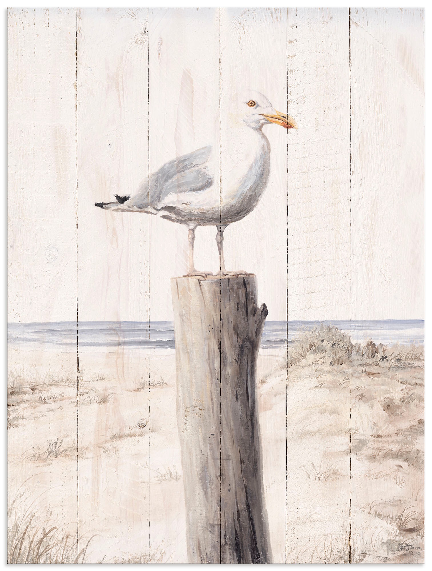 Image of GOODproduct Wandbild "Möwe mit Holzoptik" Vogelbilder 1 Stk. tlg.