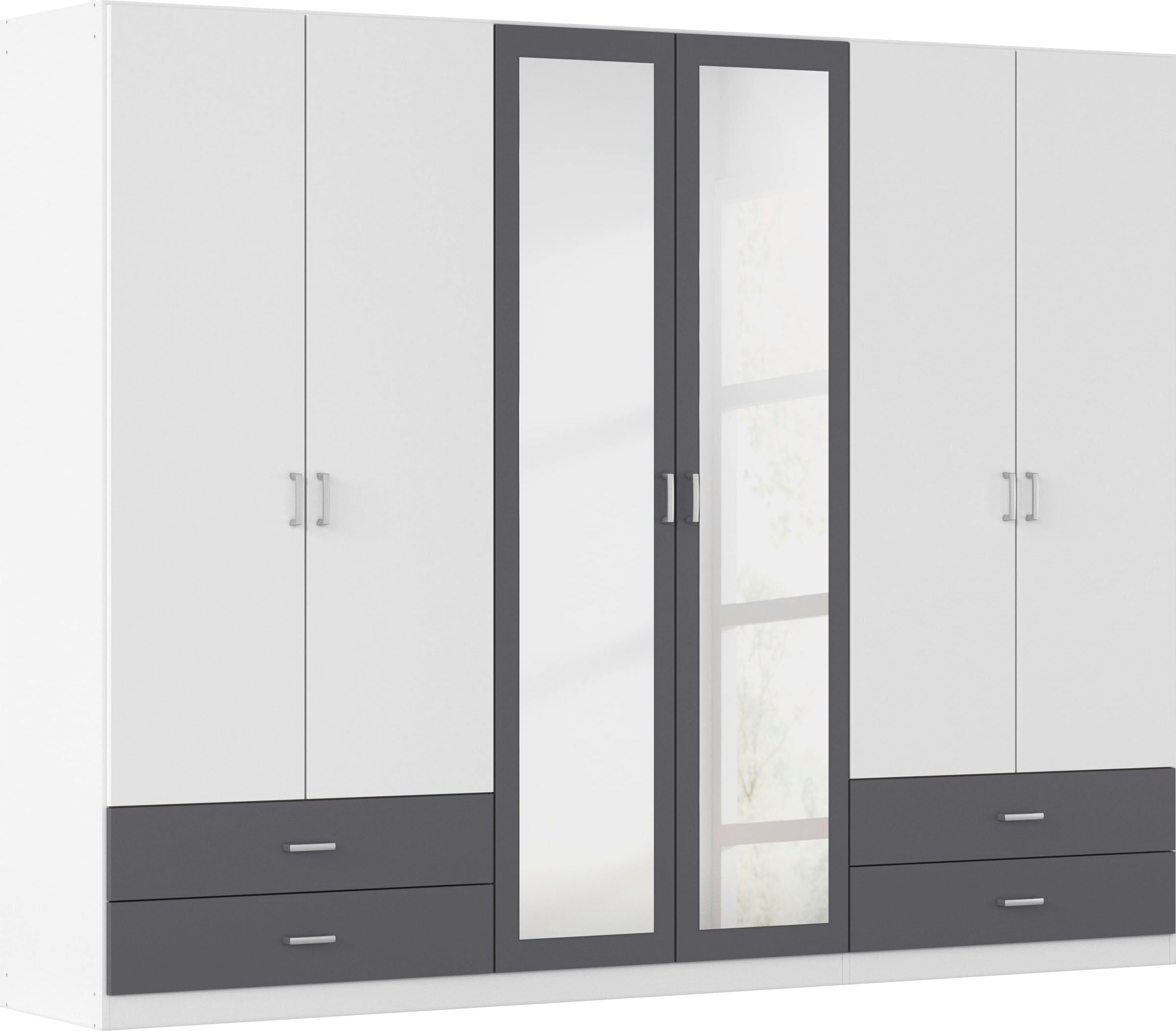 Image of rauch Drehtürenschrank "Kleiderschrank Schrank Garderobe Wäscheschrank BORBONA" Breiten 226/271 cm, Höhe 210 cm, in 2 Breiten, mit Spiegel und vielen Farbkombinationen MADE IN GERMANY