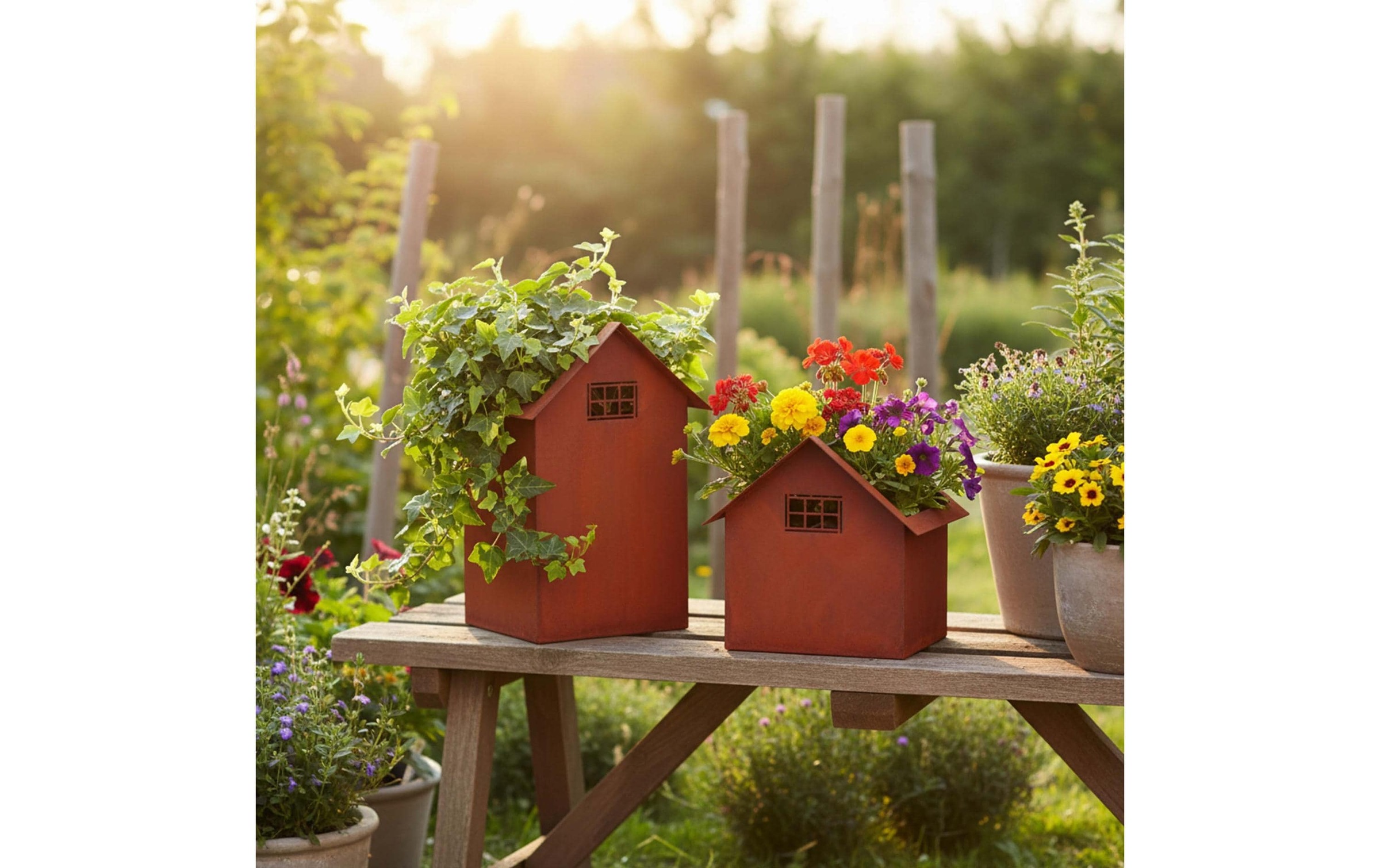 relaxdays Pot de fleurs »Haus 2er Set«