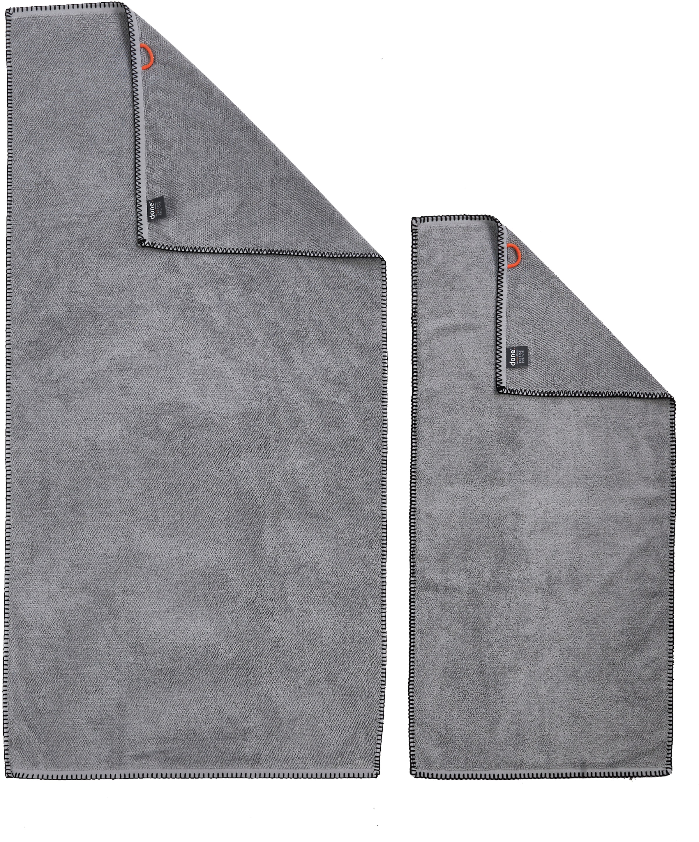 done.® Set de serviettes »Deluxe Prime 2xHandtücher (50x100 cm), 2x Duschtücher (70x140 cm)« Set 4 cuis Frottee en fil mit einfassender Ziernaht in schwarz