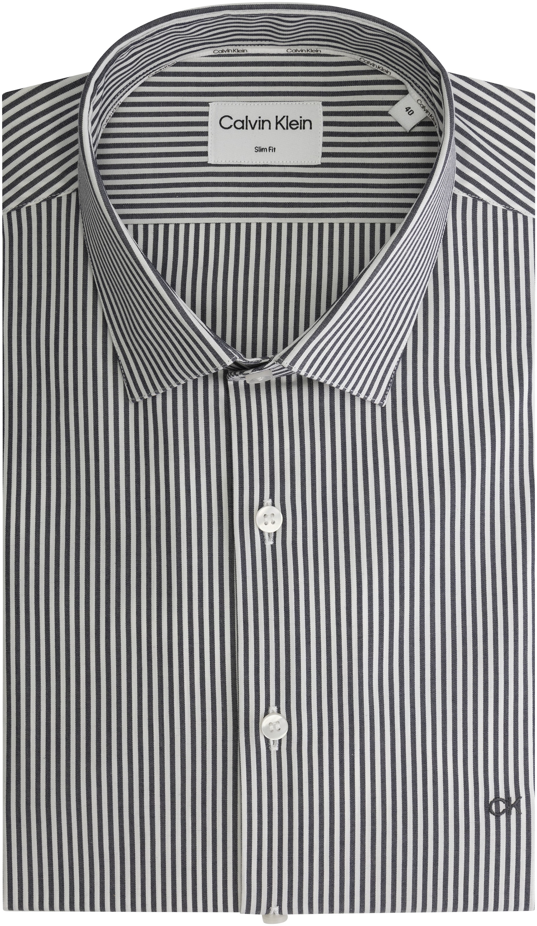 Calvin Klein Langarmhemd »POPLIN STRIPE SLIM SHIRT«, mit Logoprägung