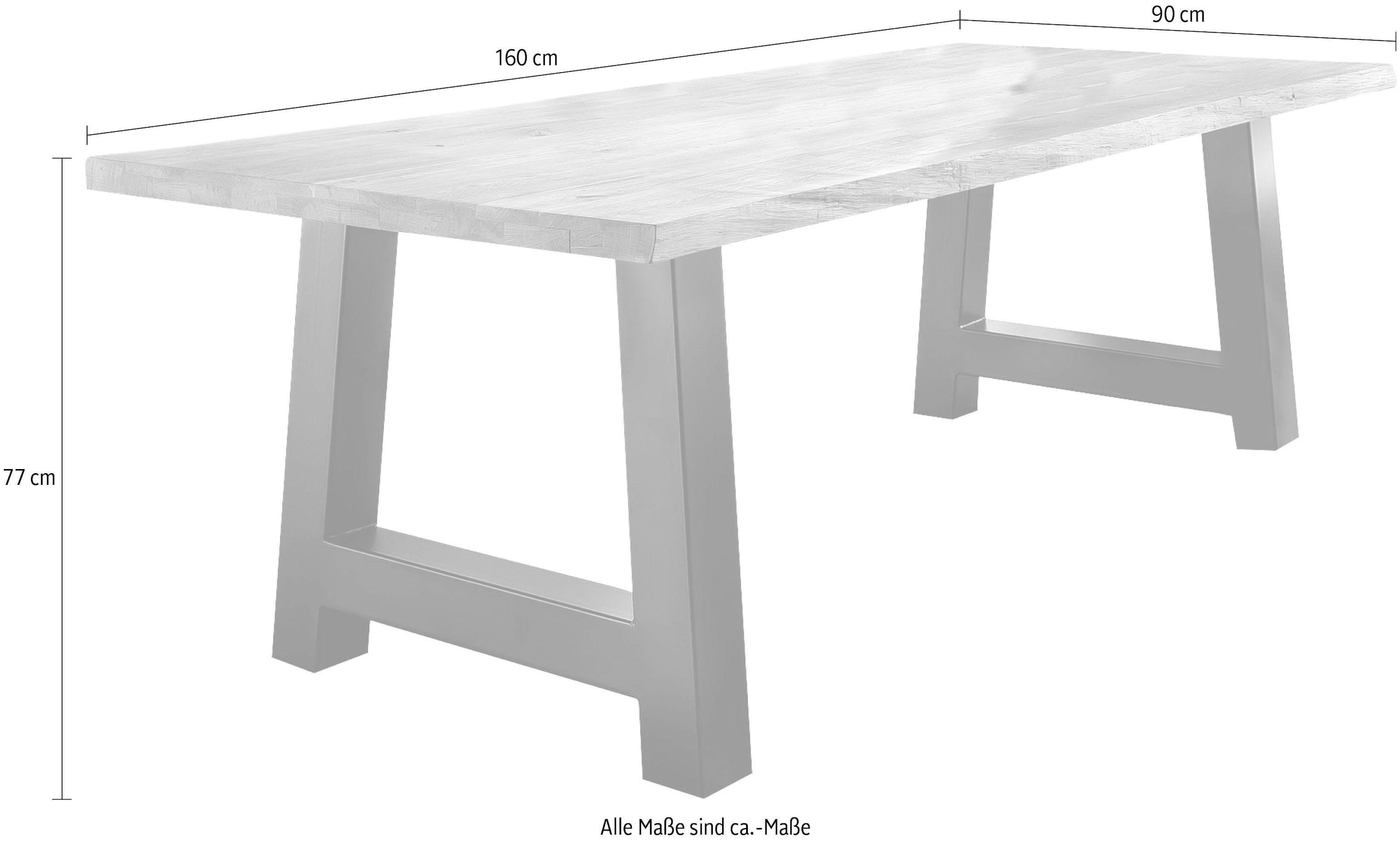 Home affaire Esstisch »Tristan« massive Balkeneiche geölt mit Baumkante