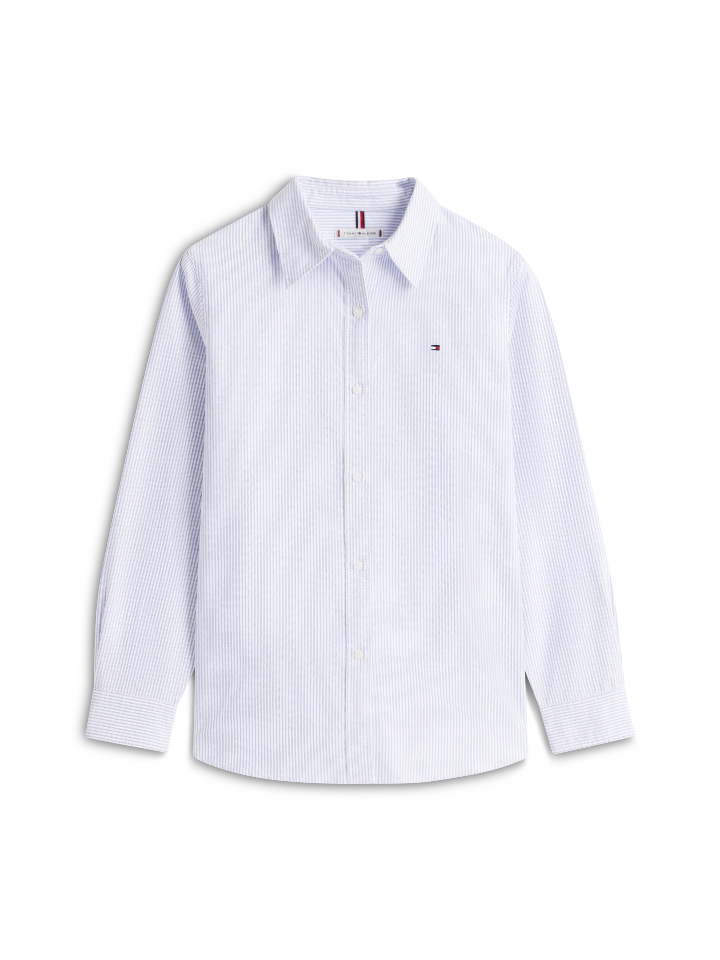 Tommy Hilfiger Hemdbluse »OXFORD RELAXED FIT SHIRT mit Hemdblusenkragen und Stickerei« mit Streifen