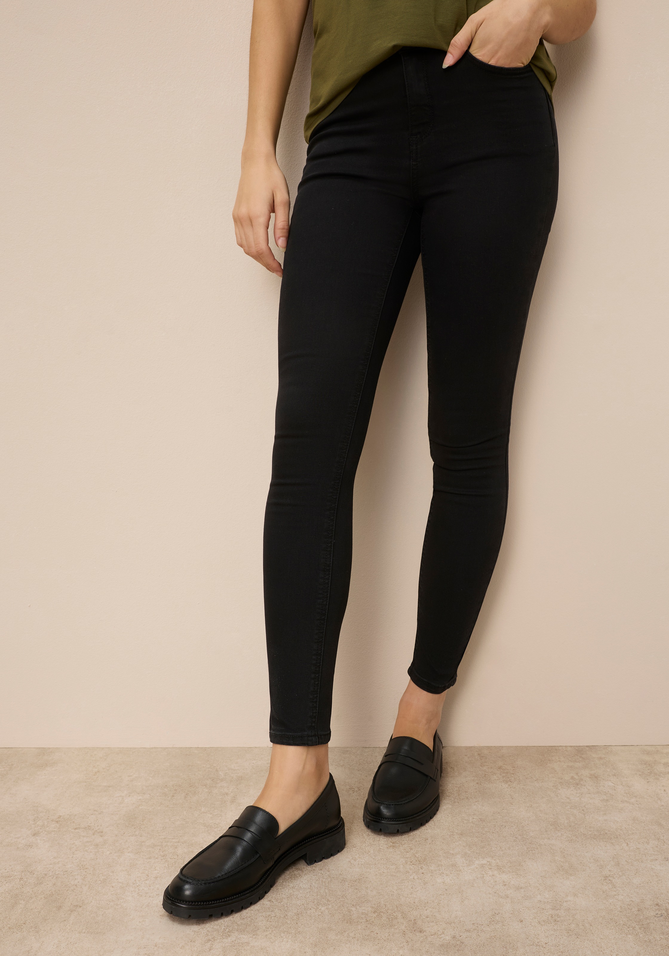 Image of Tamaris High-waist-Jeans Skinny Fit, modischer Ankle Cut, mit Gürtelschlaufen