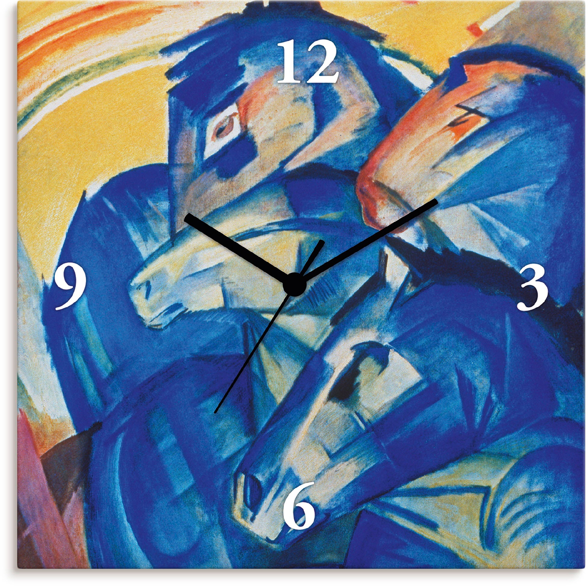 Image of Artland Wanduhr »Turm der blauen Pferde. 1913«, lautlos, ohne Tickgeräusche, nicht tickend, geräuschlos - wählbar: Funkuhr o. Quarzuhr, moderne Uhr für Wohnzimmer, Küche etc. - Stil: modern bei Ackermann Versand Schweiz