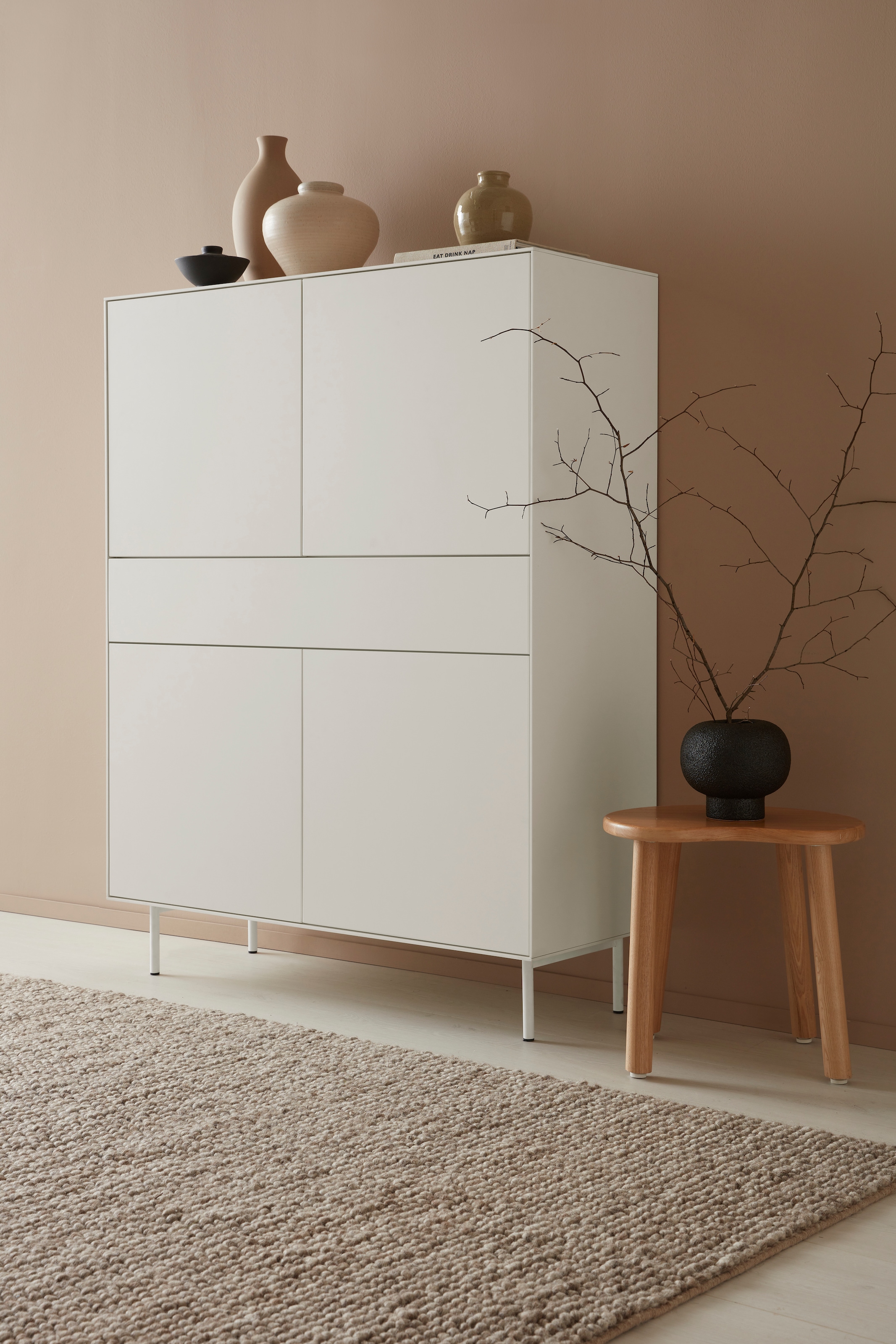 LeGer Home by Lena Gercke Highboard »Essentials«, Höhe: 144cm, MDF lackiert, Push-to-open-Funktion