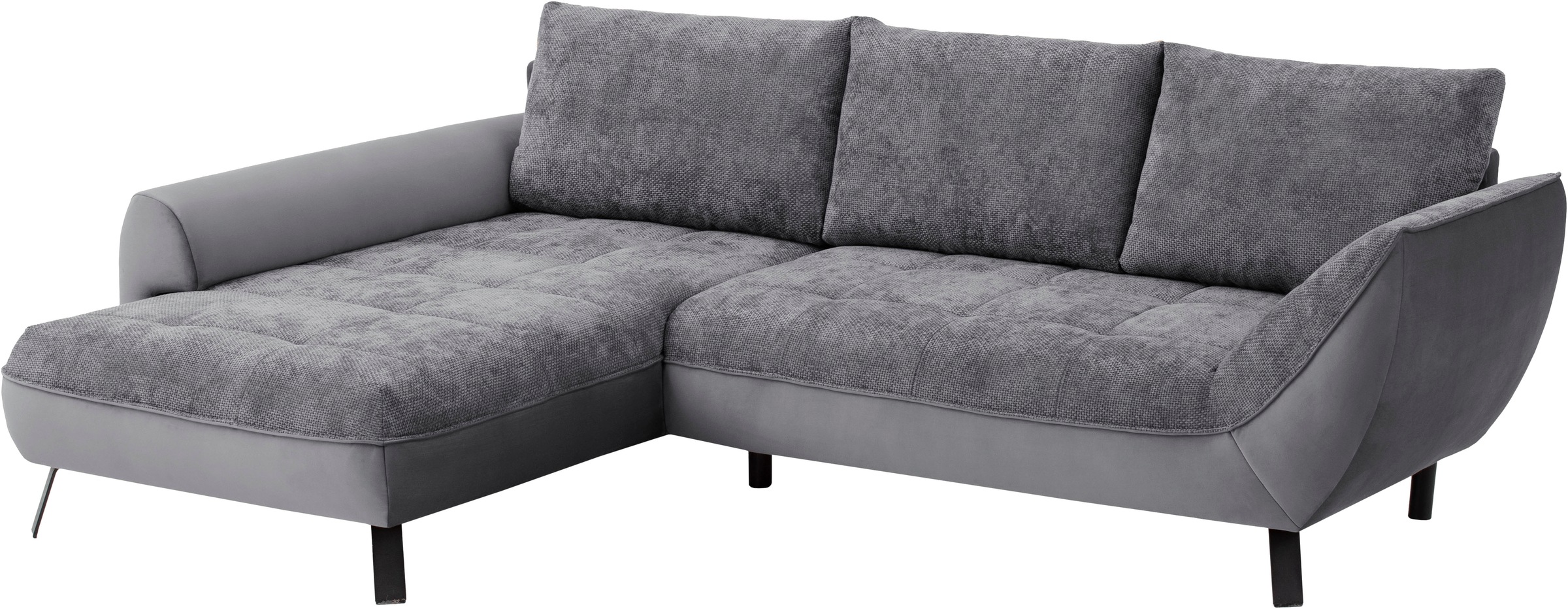 exxpo - sofa fashion Ecksofa »Bellinii, Materialmix, Strukturbezug und pflegeleichter Microvelours«, bequem und modern, Materialmix, L-Form