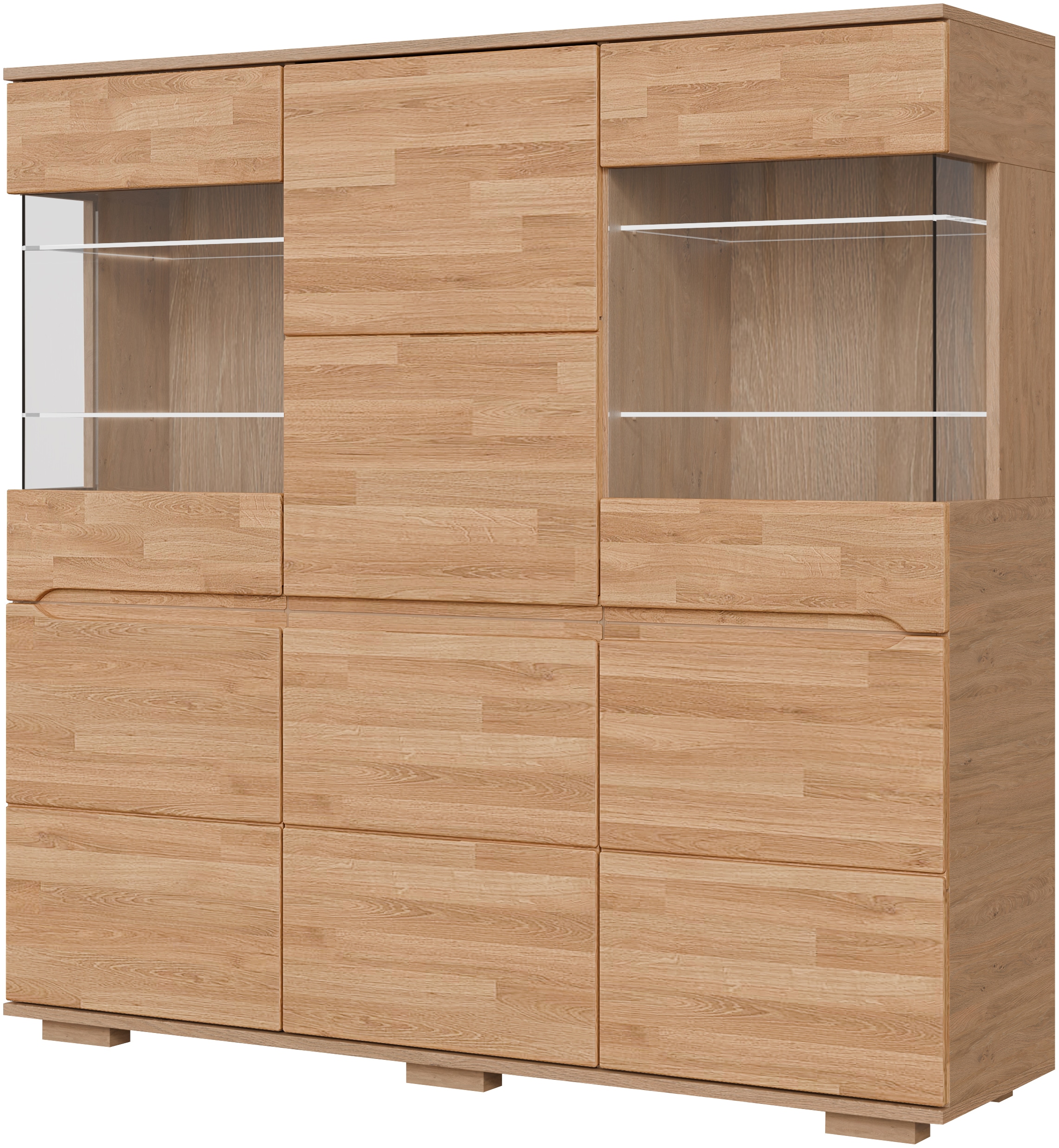 GOODproduct Buffet haut »VETRO Teilmassiv, Fronten Massivholz, Wohnzimmer, Stauraum,Griffmulde« B/T/H:150/40/1445,5cm, 15geschlossene Fächer,verstellbare Einlegeboden
