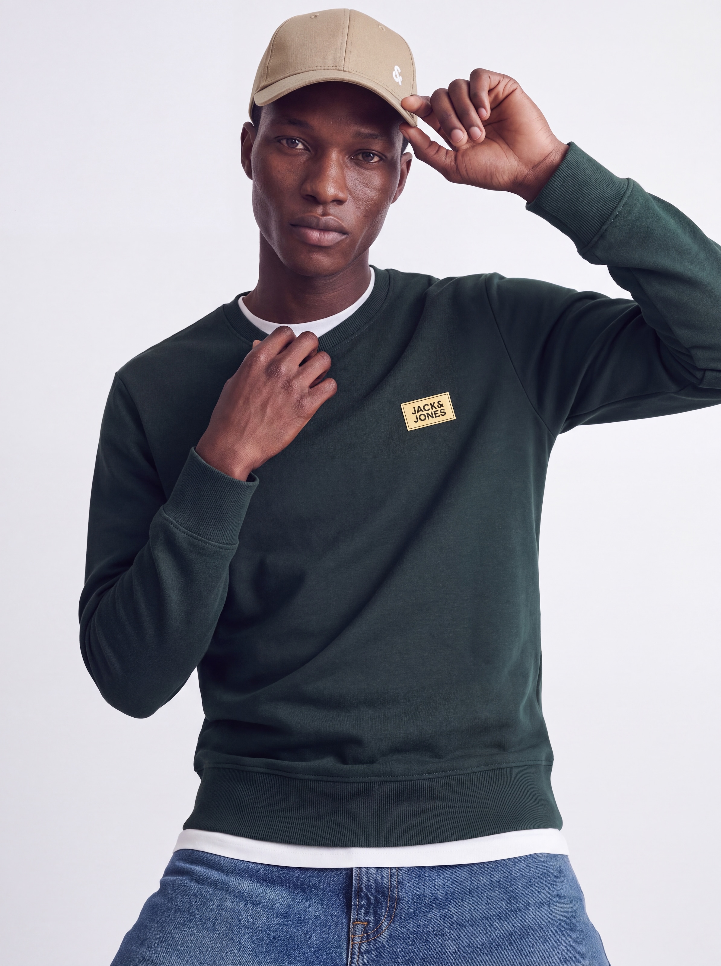 Jack & Jones Sweat-shirt »JJRUSH SWEAT CREW NECK«, mélange coton, coupe régulière
