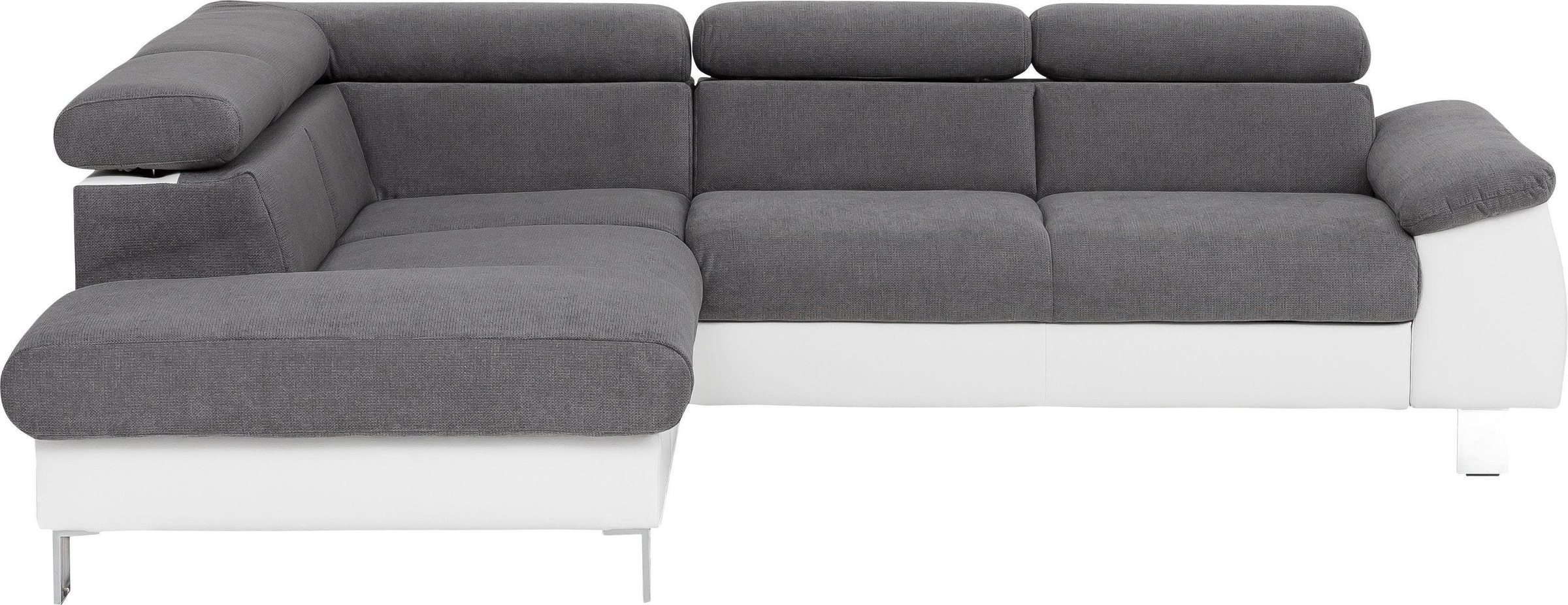 COTTA Polstergarnitur »Komaris L-Form«, (Set), Set bestehend aus: Ecksofa mit Kopfteilverstellung & Hocker