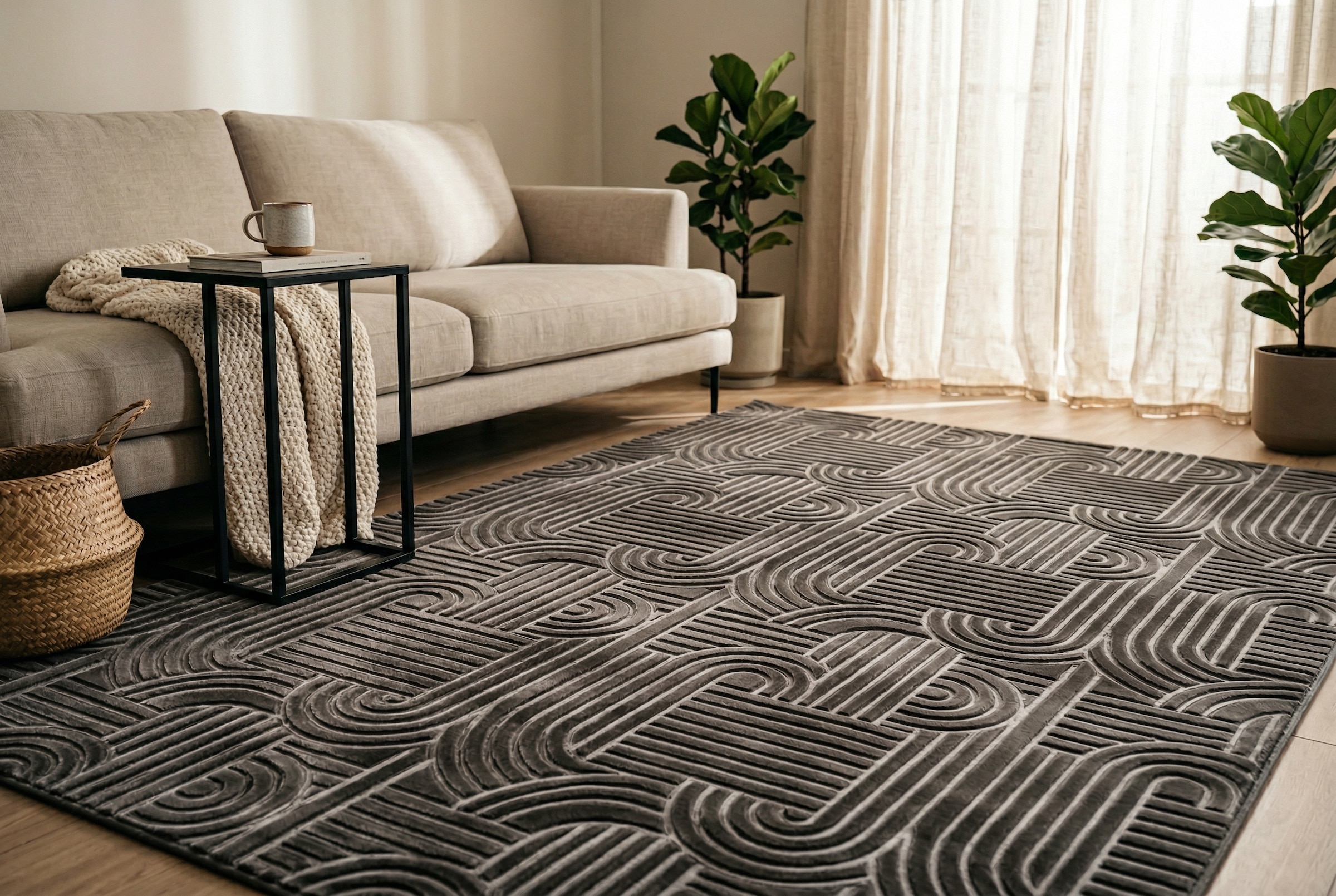 Image of Kayoom Teppich "Calma 125" rechteckig 10 mm Höhe Kurzflor, 3-D Optik, Wohnzimmer