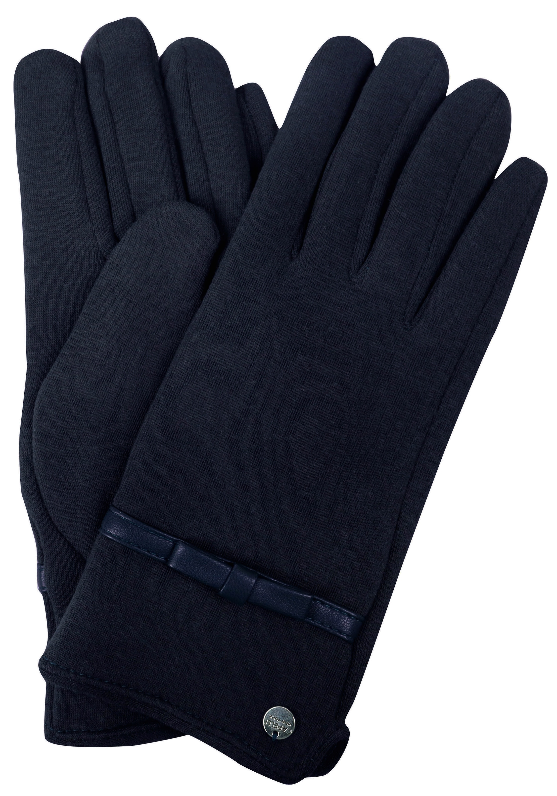 Capelli New York Gants tricotés 1 Paar,  mit Zierschleife, Metall-Logo, Feinstrick