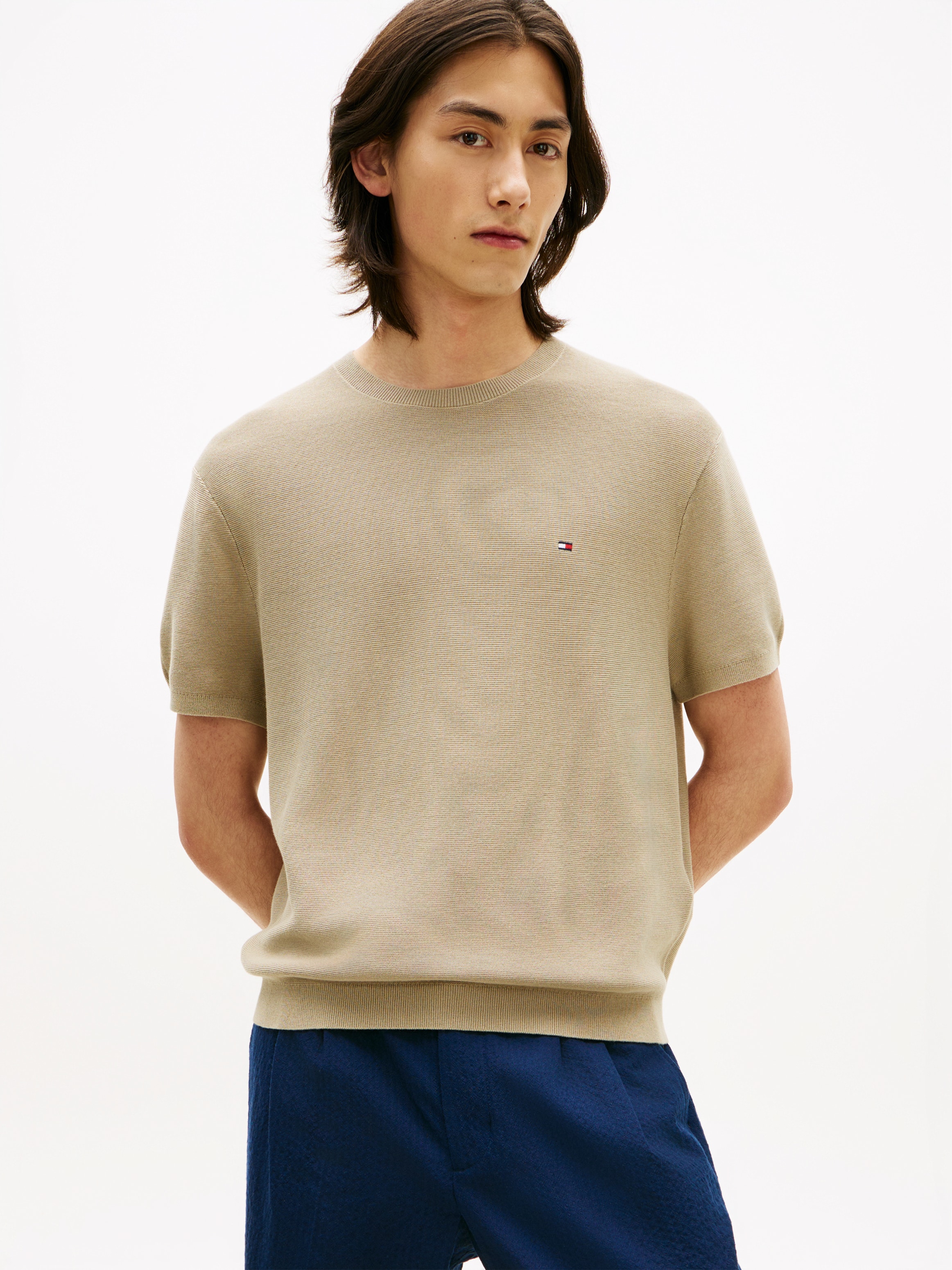 Image of Tommy Hilfiger Kurzarmpullover "COOL TOUCH STRUCTURE" Relaxed Fit, aus Strick