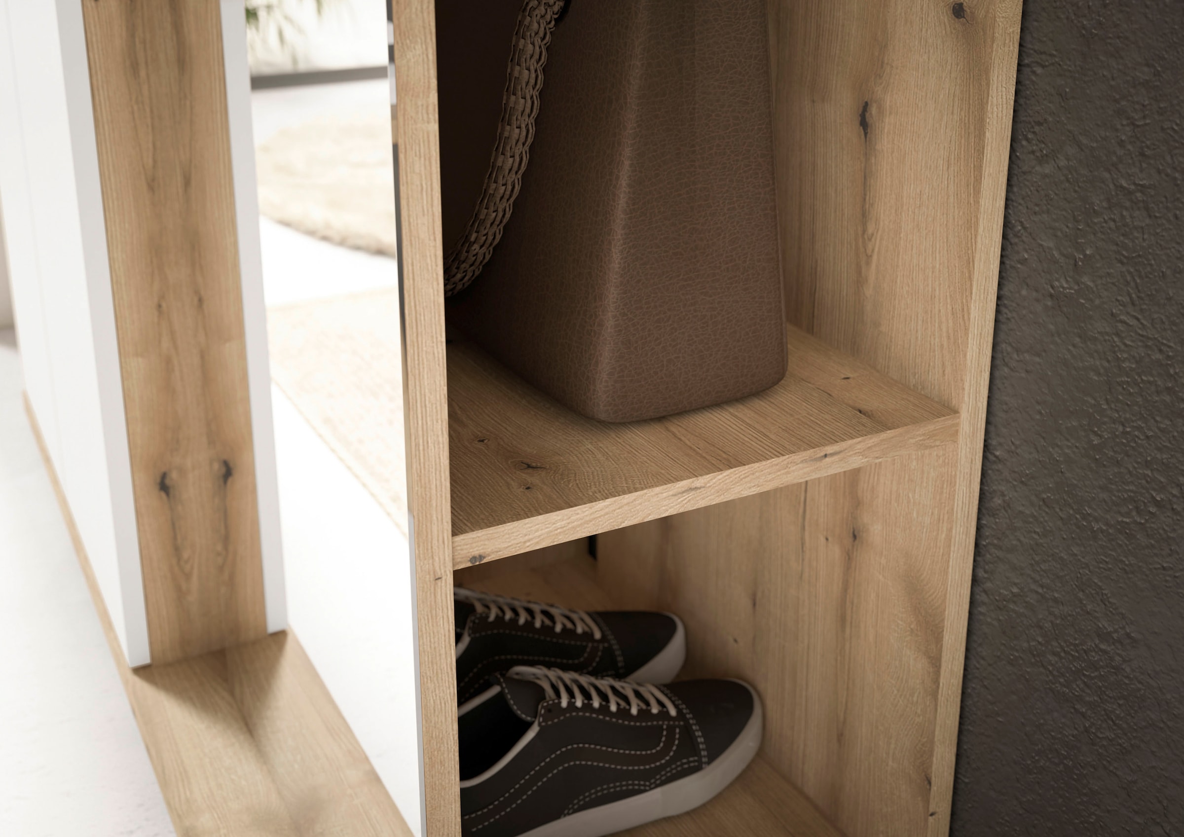HBZ Garderoben-Set »Kompaktgarderobe, BxHxT 105x188x38 cm mit Spiegel«, (2 St.), Breite 105cm, Softclose, Melaminbeschichtet