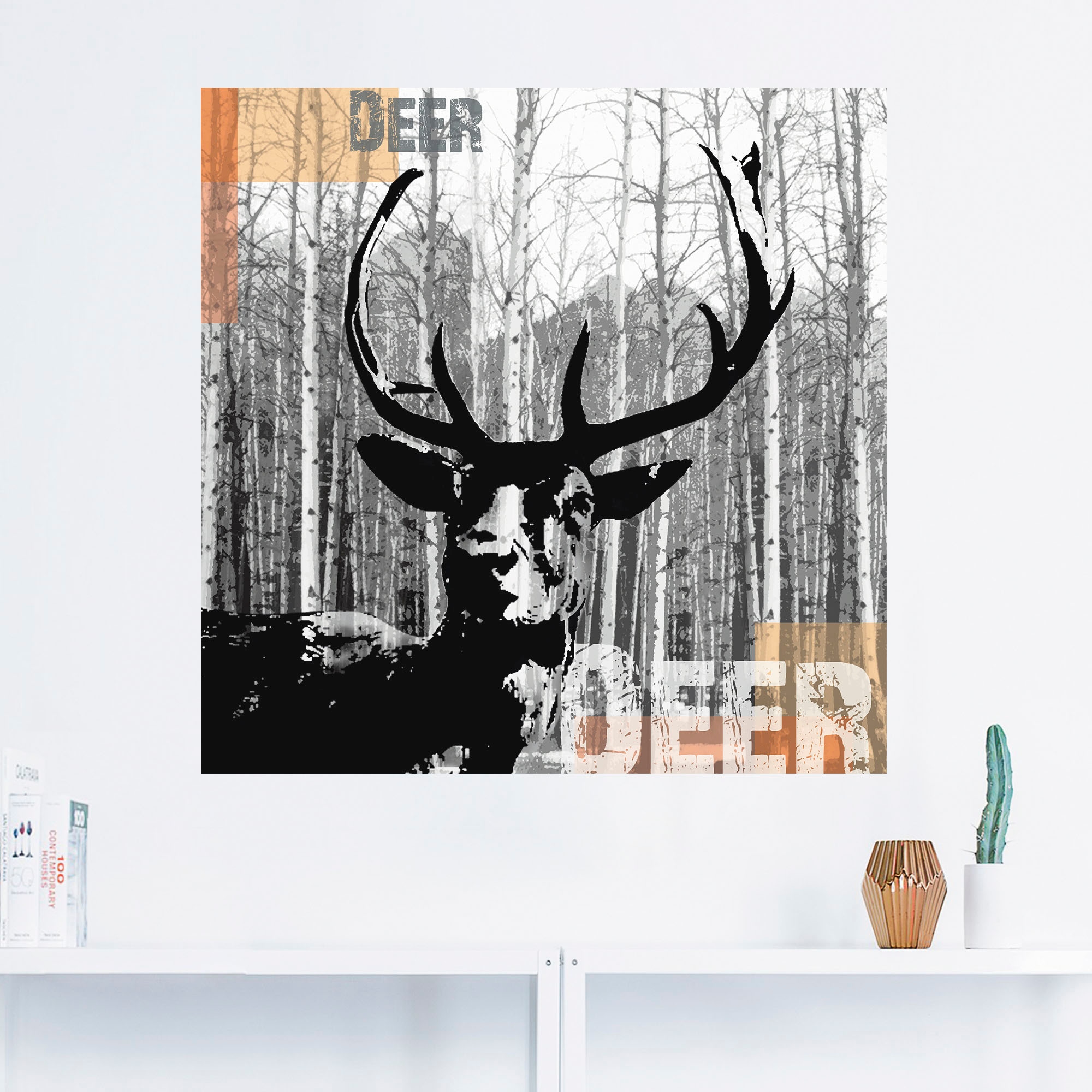 Artland Wandbild »Hirsch Collage«, Wildtiere, (1 St.), als Leinwandbild, Poster, Wandaufkleber in verschied. Grössen