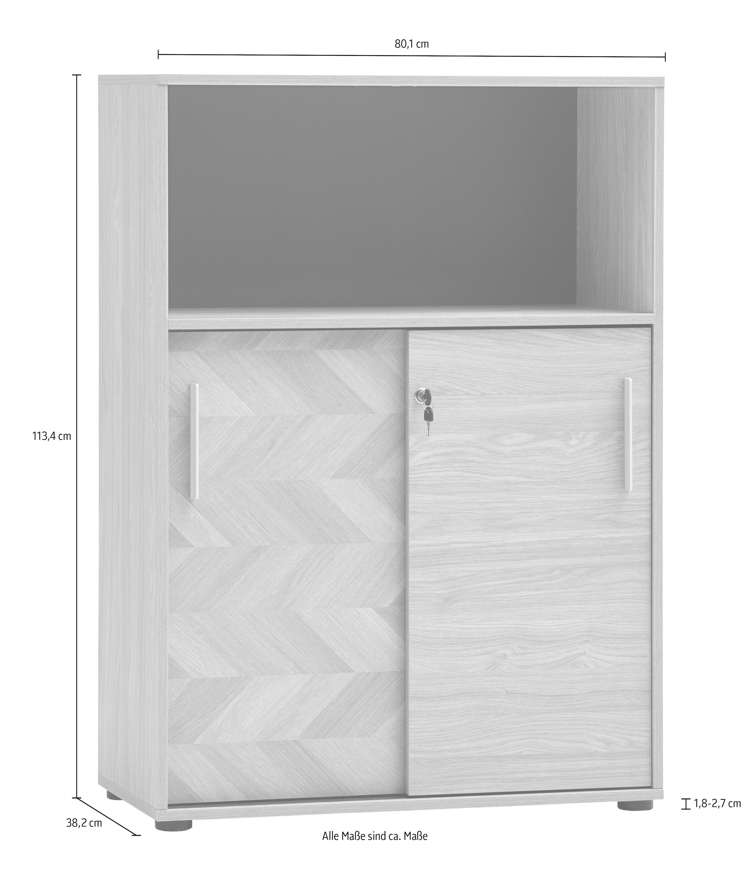 Schildmeyer Schiebetürenschrank »AREZZO, Aktenschrank abschliessbar, Höe 150 cm, MADE IN GERMANY« 1 Stk. tlg. Linke Tür in Fischgräten Dekor, MADE IN GERMANY