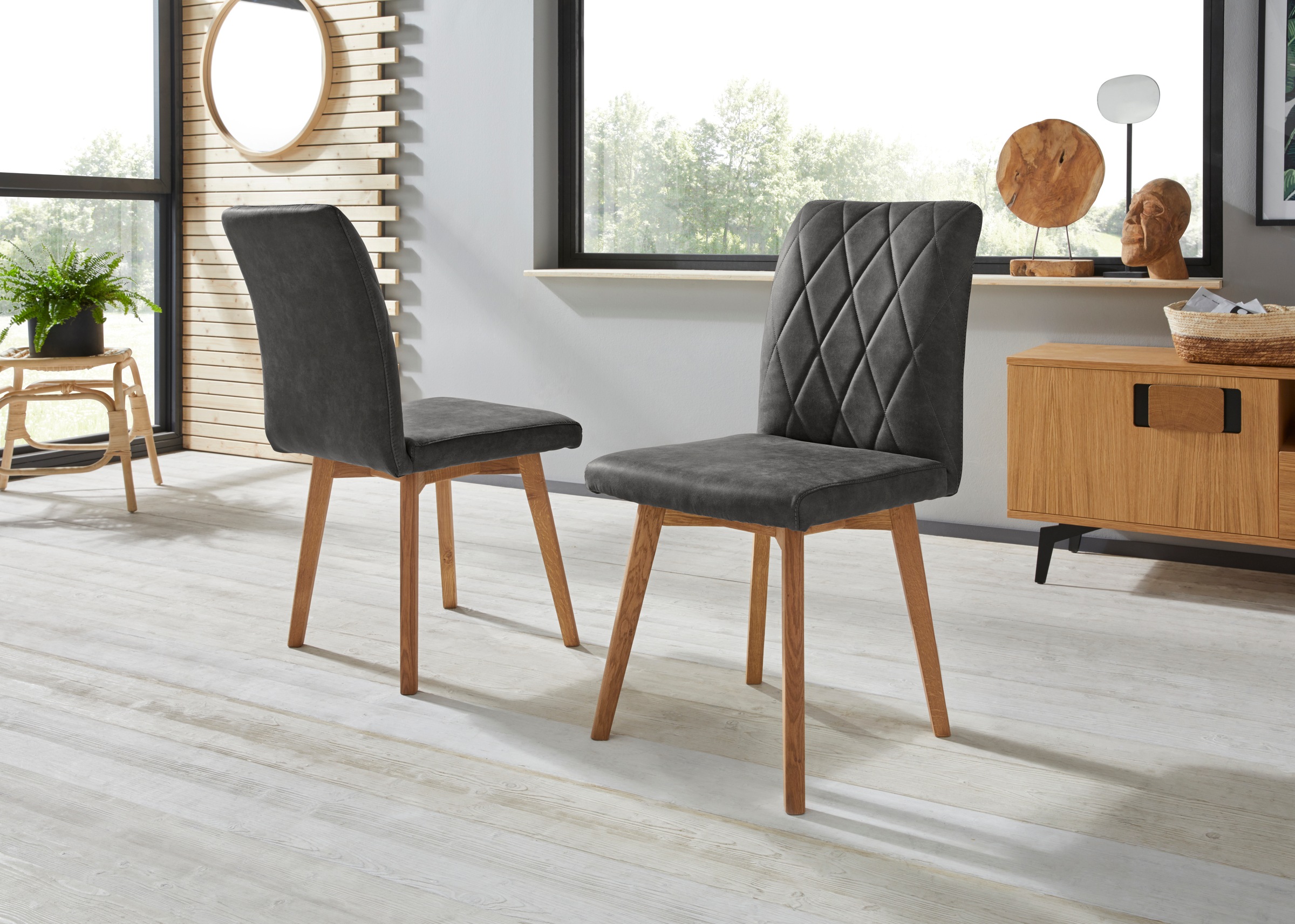 Image of GOODproduct Esszimmerstuhl "Brest" (Set) 2 Stk.Gestell aus Eiche Massivholz geölt
