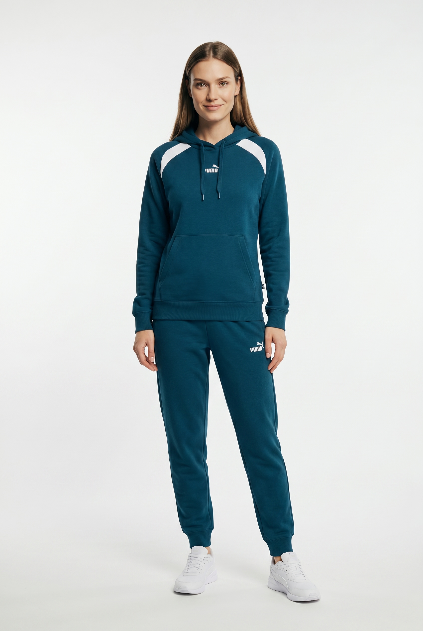 PUMA Combinaison d'entraînement »HOODED SWEAT SUIT FL CL« 2 ensemble deux pièces, avec capuche, en coton et polyester, coupe régulière,
