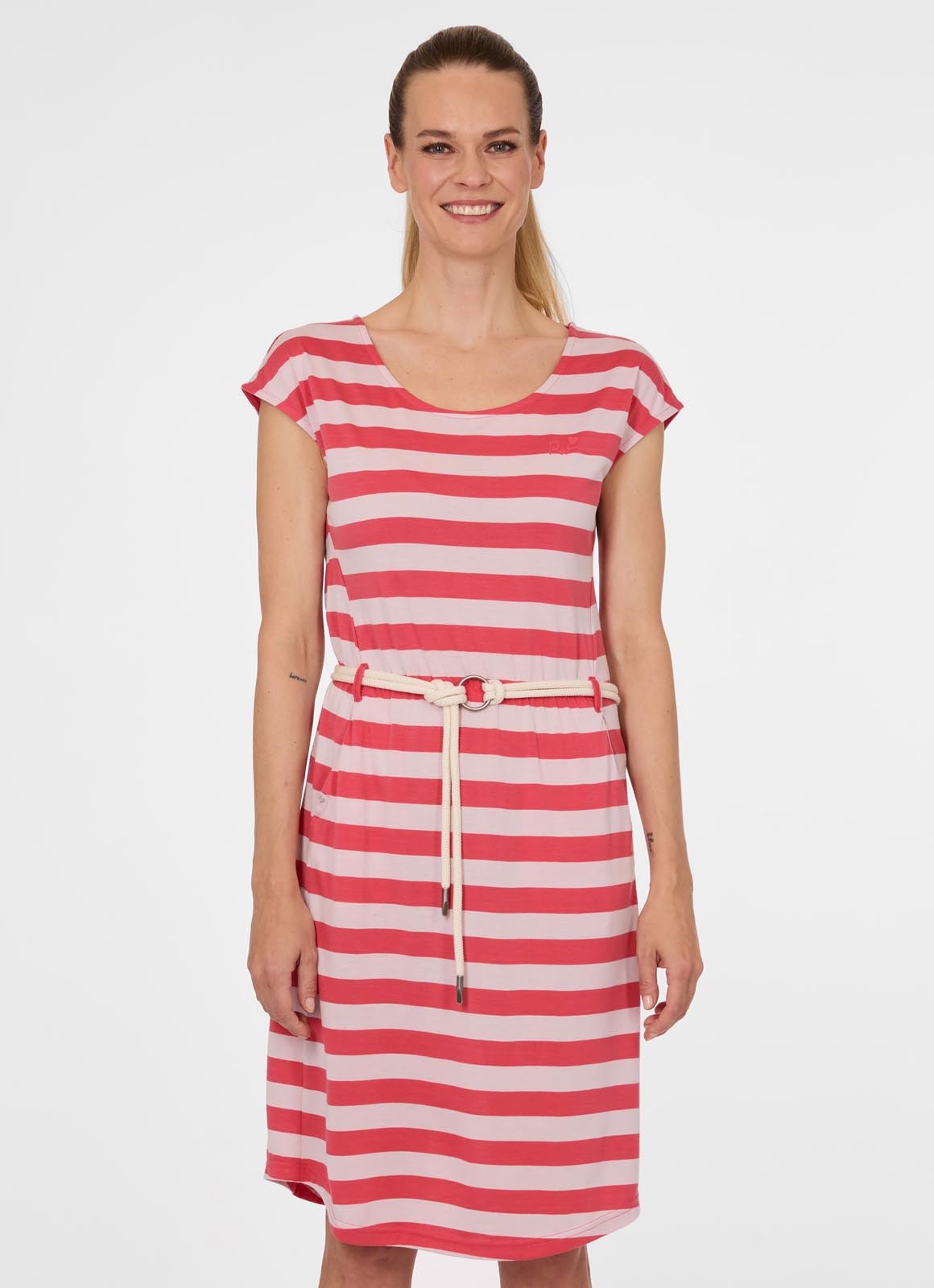 Image of Ragwear Minikleid "LILITHE STRIPES" aus Polyester und Viskose, normale Passform, mit elastischem Bund