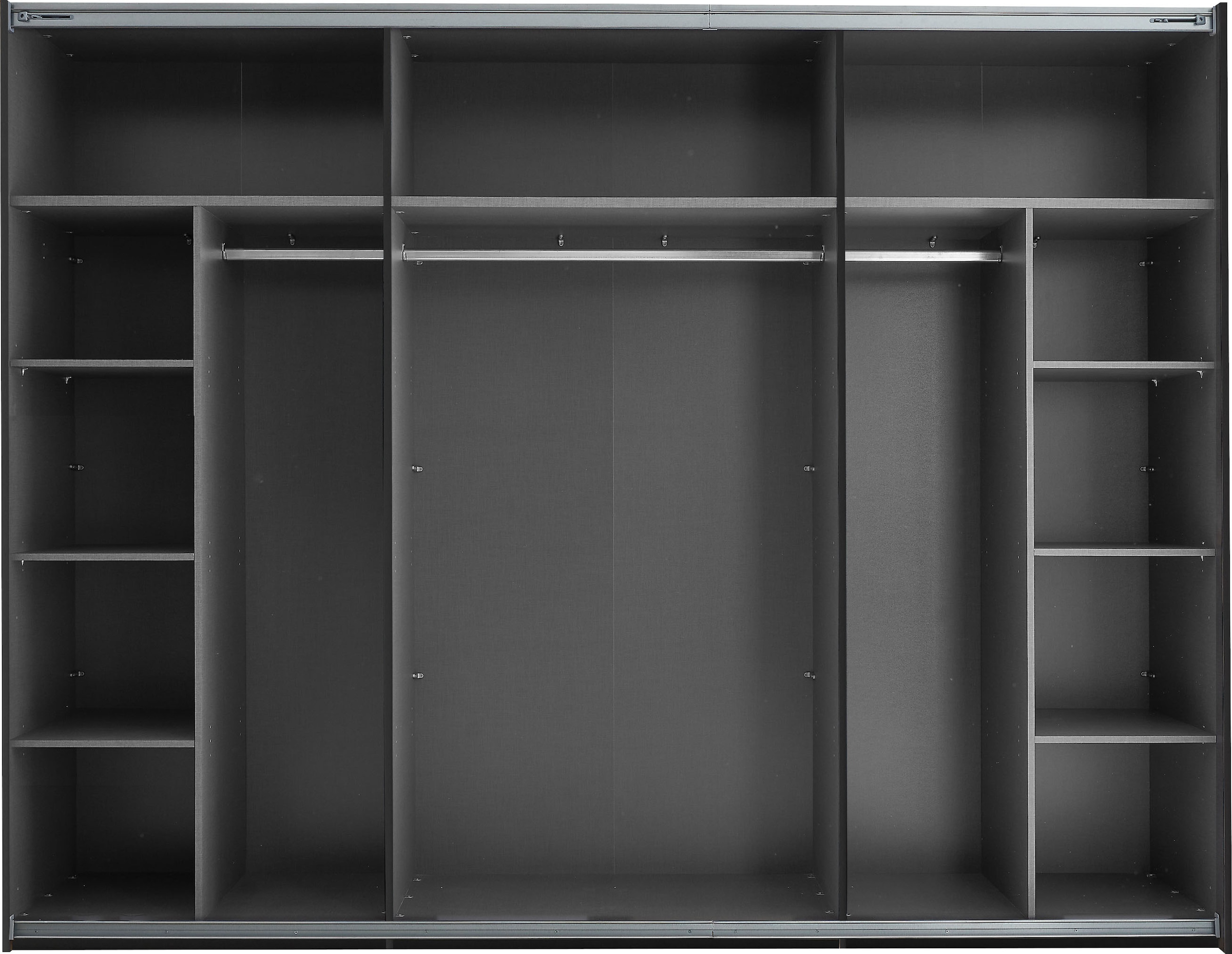 Schlafkontor Schwebetürenschrank »Mesio, 2-türiger Kleiderschrank, Schiebetürenschrank mit viel Stauraum«, inklusive Hoteleinteilungen aussen und Einlegeböden oben