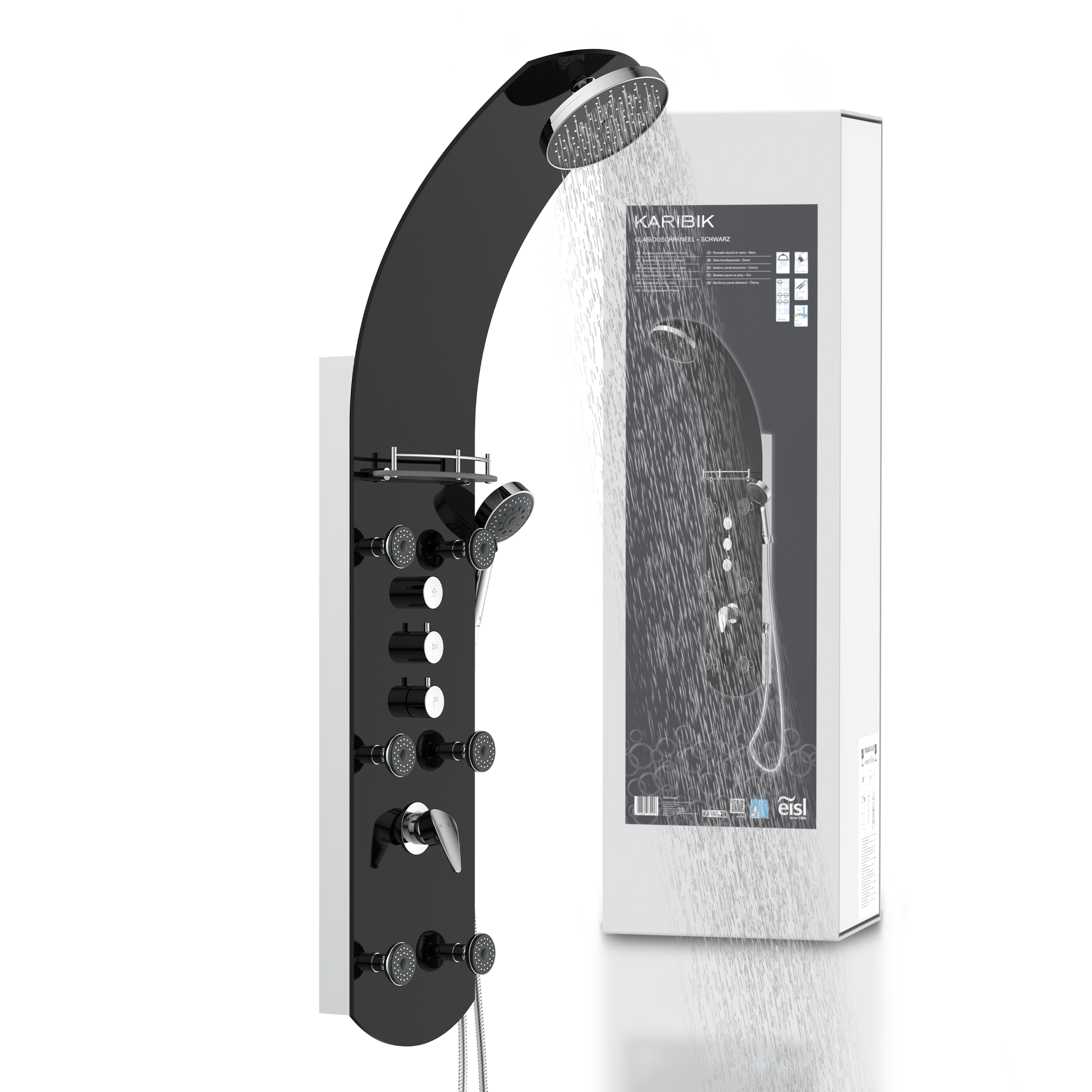 Image of Eisl Duschsäule "KARIBIK" 6 Massagedüsen, Wellness Duschsystem mit Armatur und Regendusche