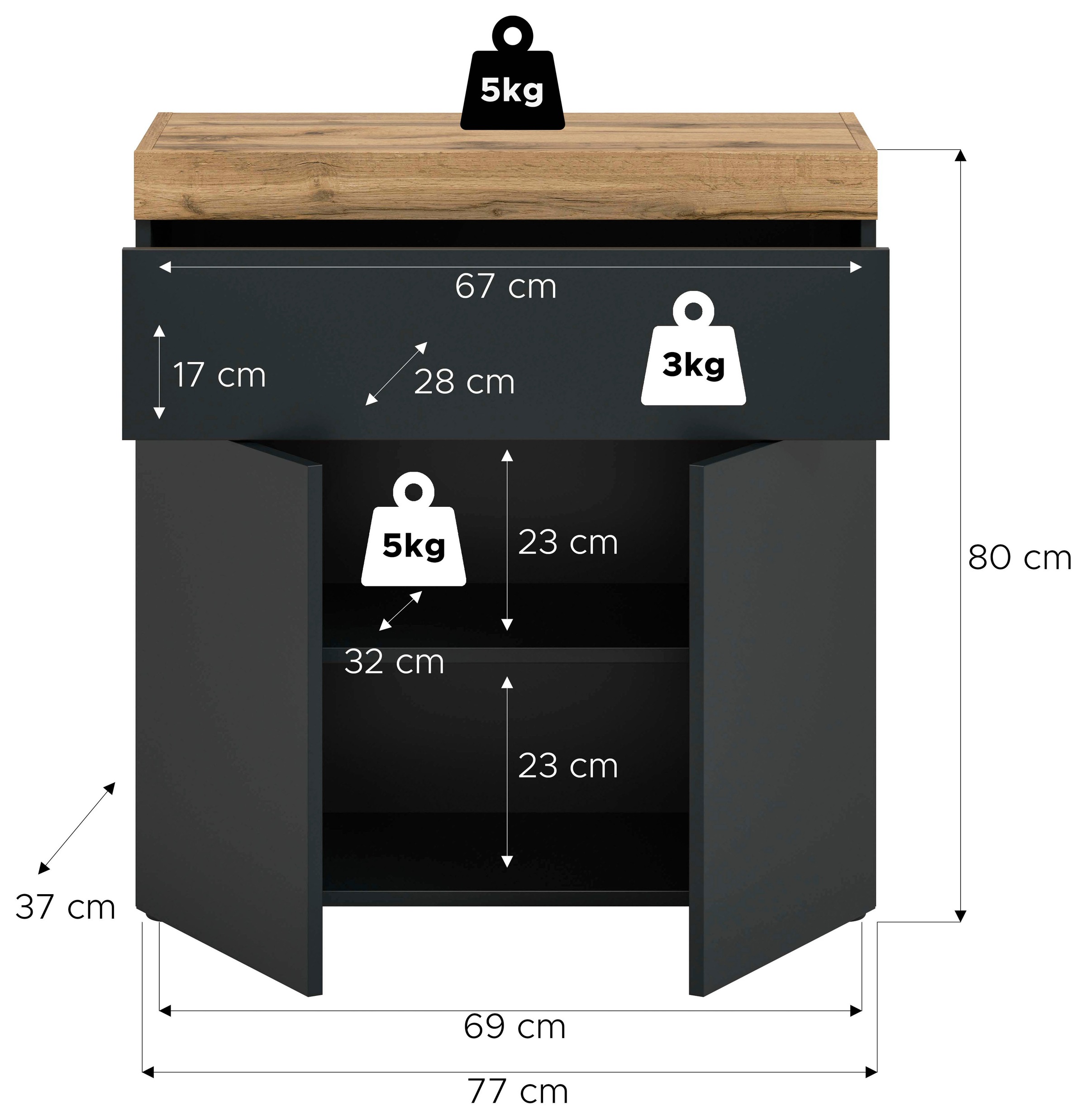 GOODproduct Commode »MAMBO, TOPSELLER!, Breite 77cm, 2 Türen, 1 Einlegeboden, 1 Schubkasten« 1 cuis tlg. Commode, buffet, salon, chambre à coucher