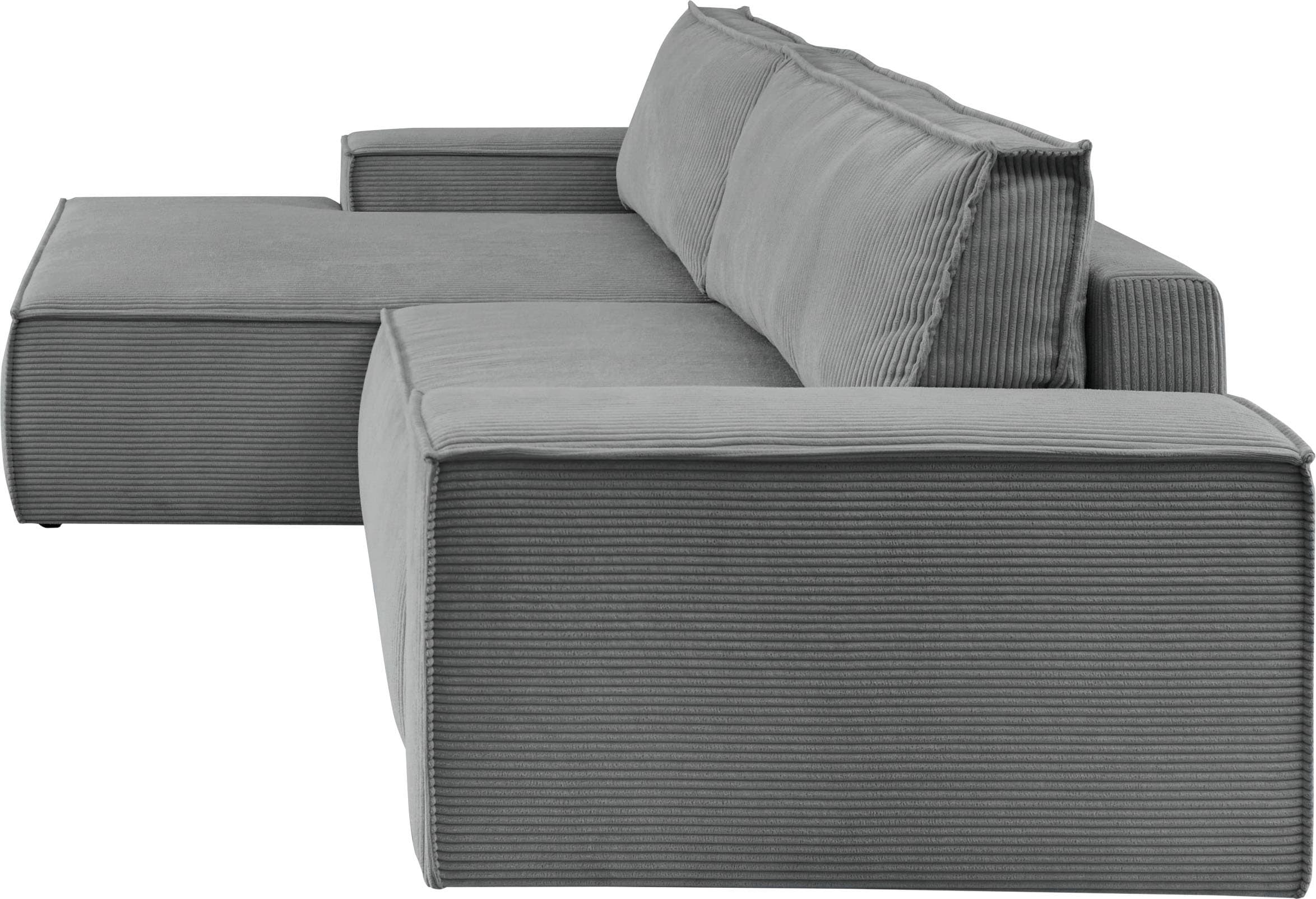 Home affaire Ecksofa SHERWOOD Schlafsofa 267 cm, L-Form, Schlaffunktion mit Bettkasten (210x136 cm), Cord, Vintage, Samtvelours