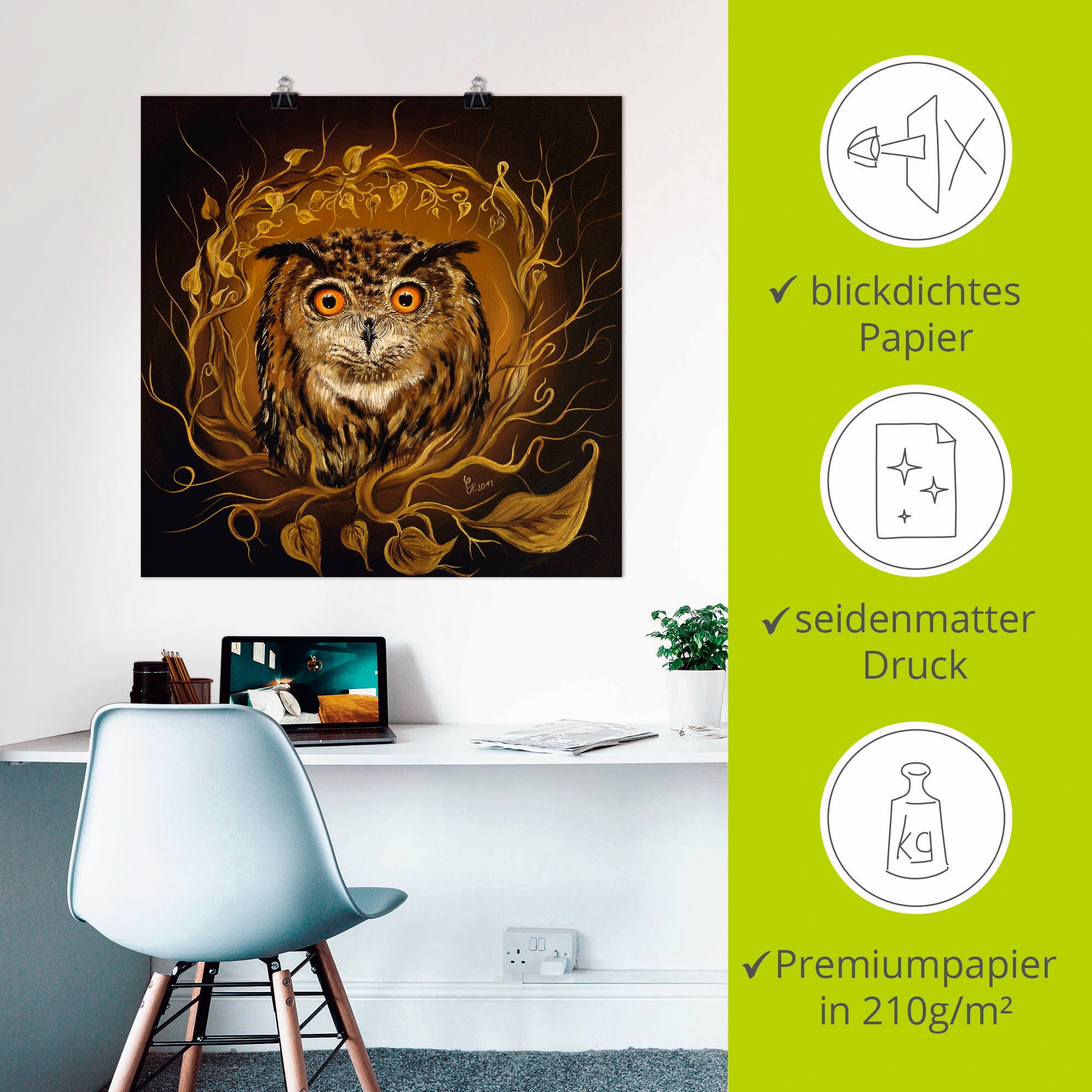 Artland Poster »Eule des Friedens« Vögel 1 Stk. tlg. ohne Rahmen