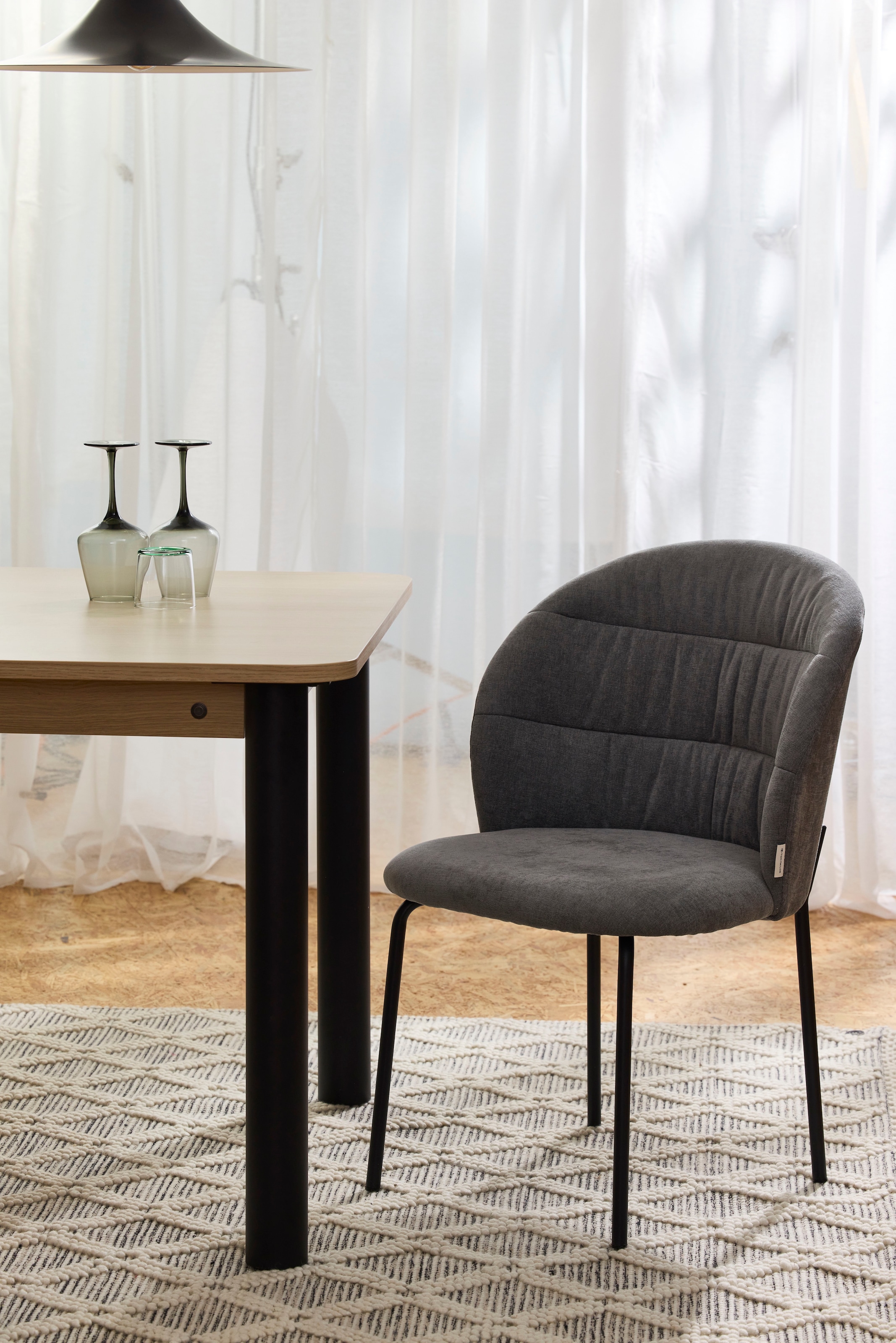 TOM TAILOR HOME 4-Fussstuhl »LEAF CHAIR«, (Set), 2 St., Chenille, 4-Fussgestell, Raffung in der Rückenlehne