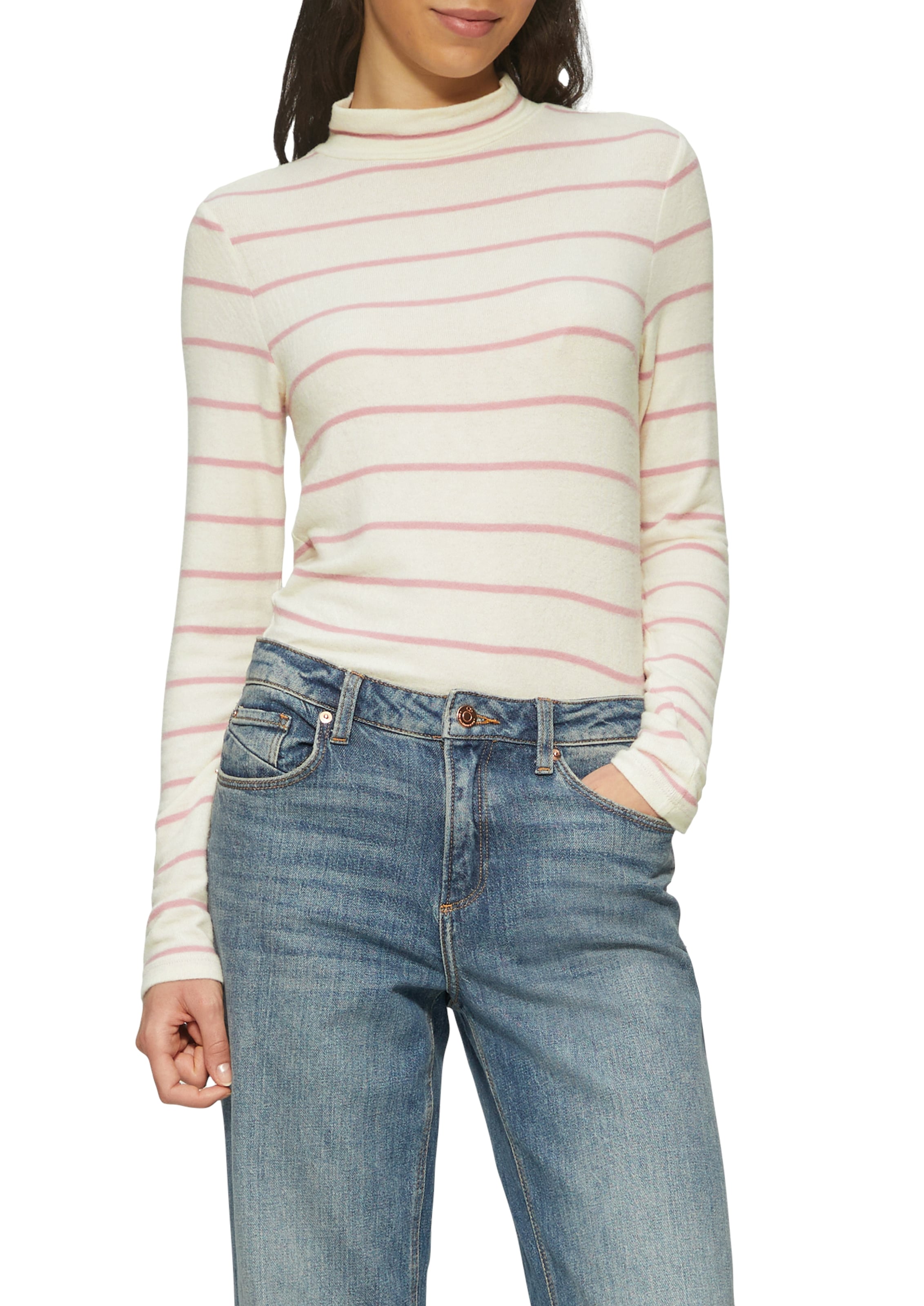 Image of QS Langarmshirt aus aufgerautem Jersey Material