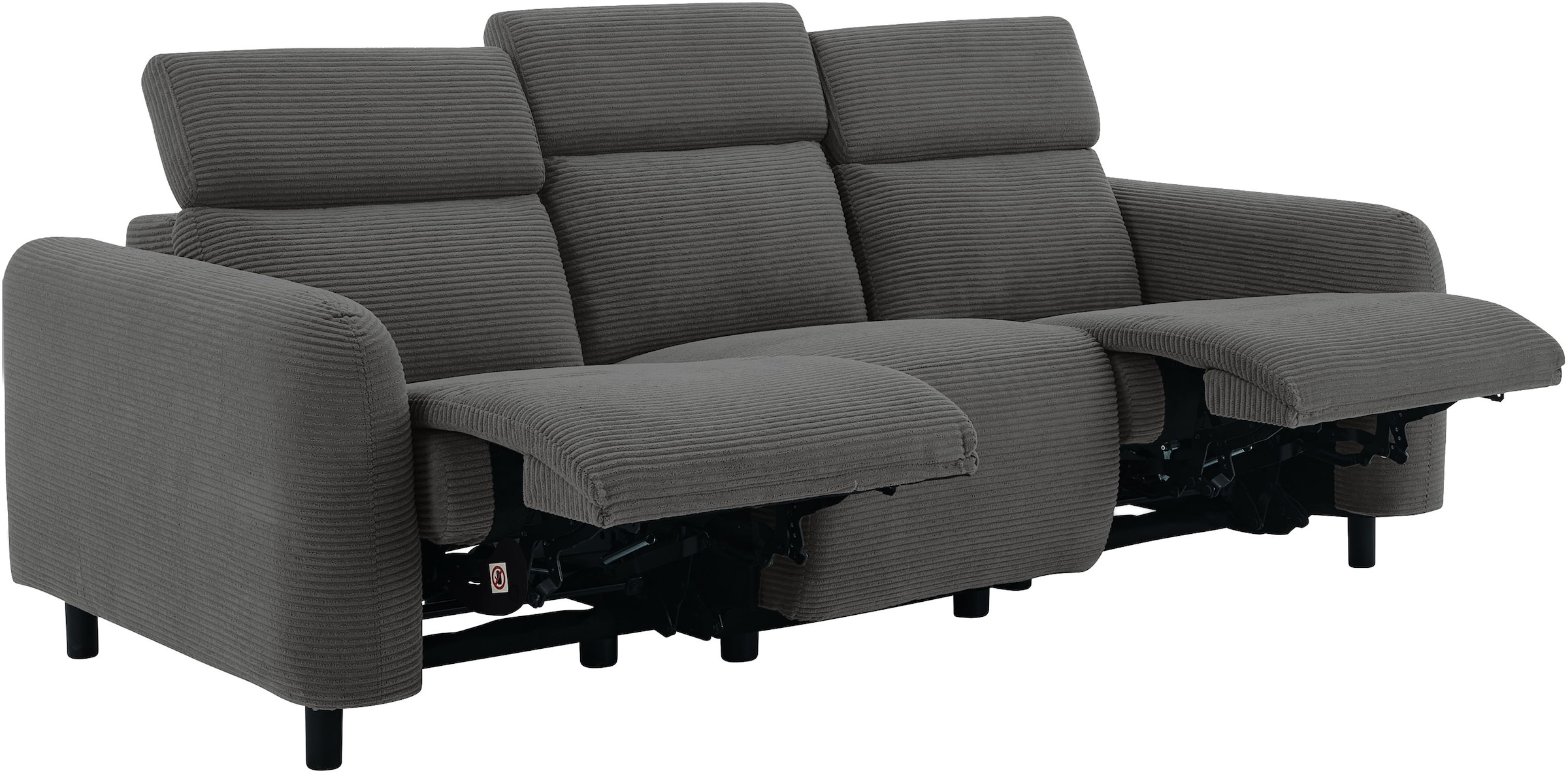 GOODproduct 3-Sitzer »SKAANE Cord-Sofa, 229 cm, manuelle u. elektrische Relaxfunktion« Relax-Funktion in 2 Sitzen, Kopfteilverstellung, Federkernpolsterung