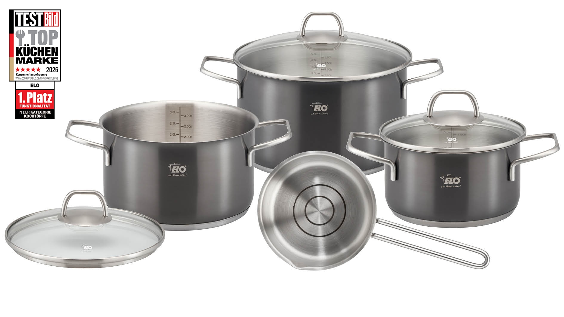 Image of Elo Topf-Set "Twice Select Topfset 6-teilig" Set, 6 Stk. tlg. Edelstahl 18/10