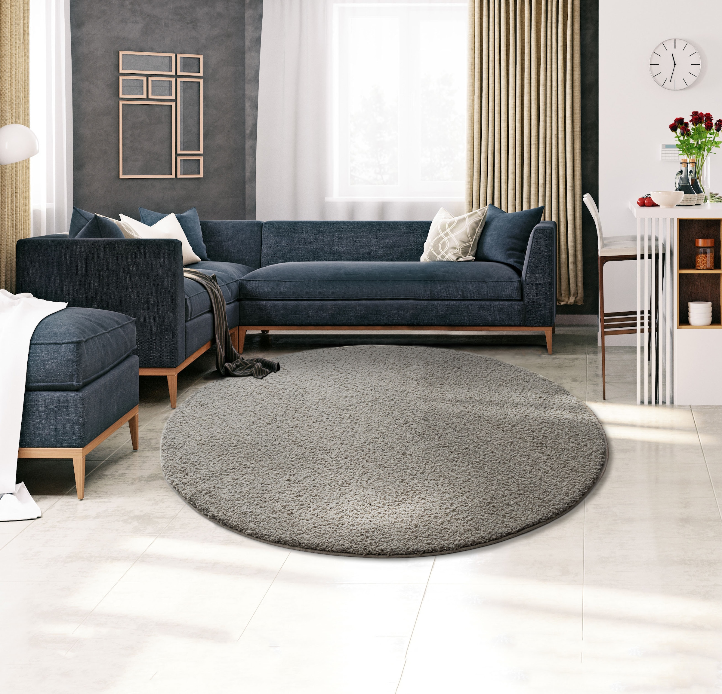 my home Hochflor-Teppich »Vince«, rund, 31 mm Höhe, besonders weich durch Mikrofaser, extra flauschig