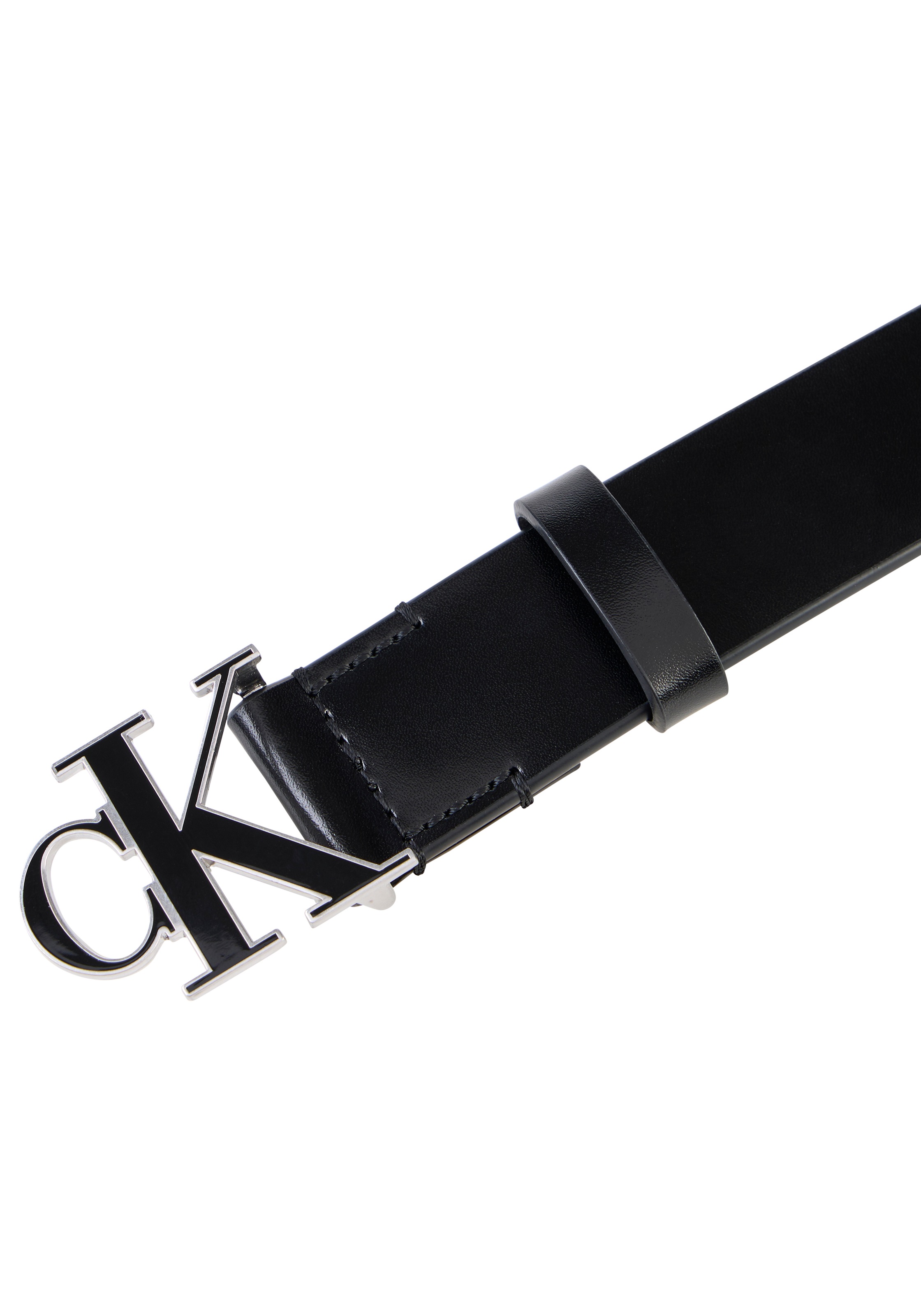 Calvin Klein Ceinture en cuir »ROUND CK BUCKLE 30MM BELT INLAY« taille réglable avec boucle métallique