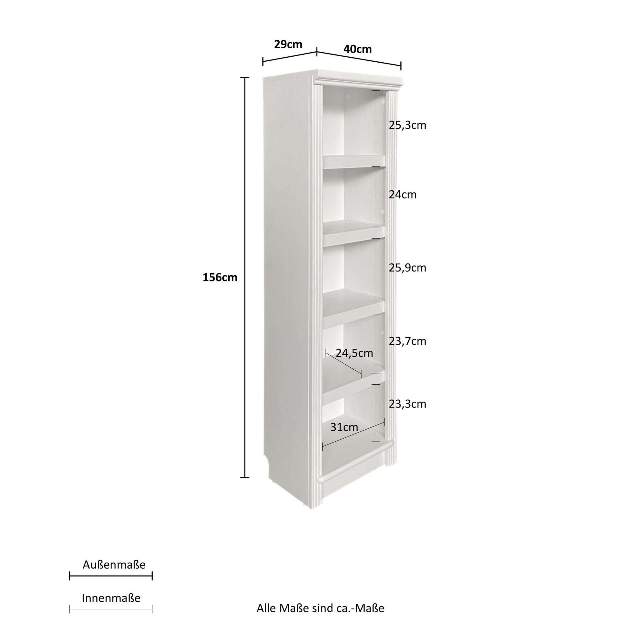 GOODproduct Bibliothek »Riga - Set aus 5 Regalen in unterschiedlichen Höhen« 5 Stk. tlg. Breite/Tiefe je 40/29 cm,Höhe 67 cm, 97 cm, 126 cm, 156 cm und 185 cm