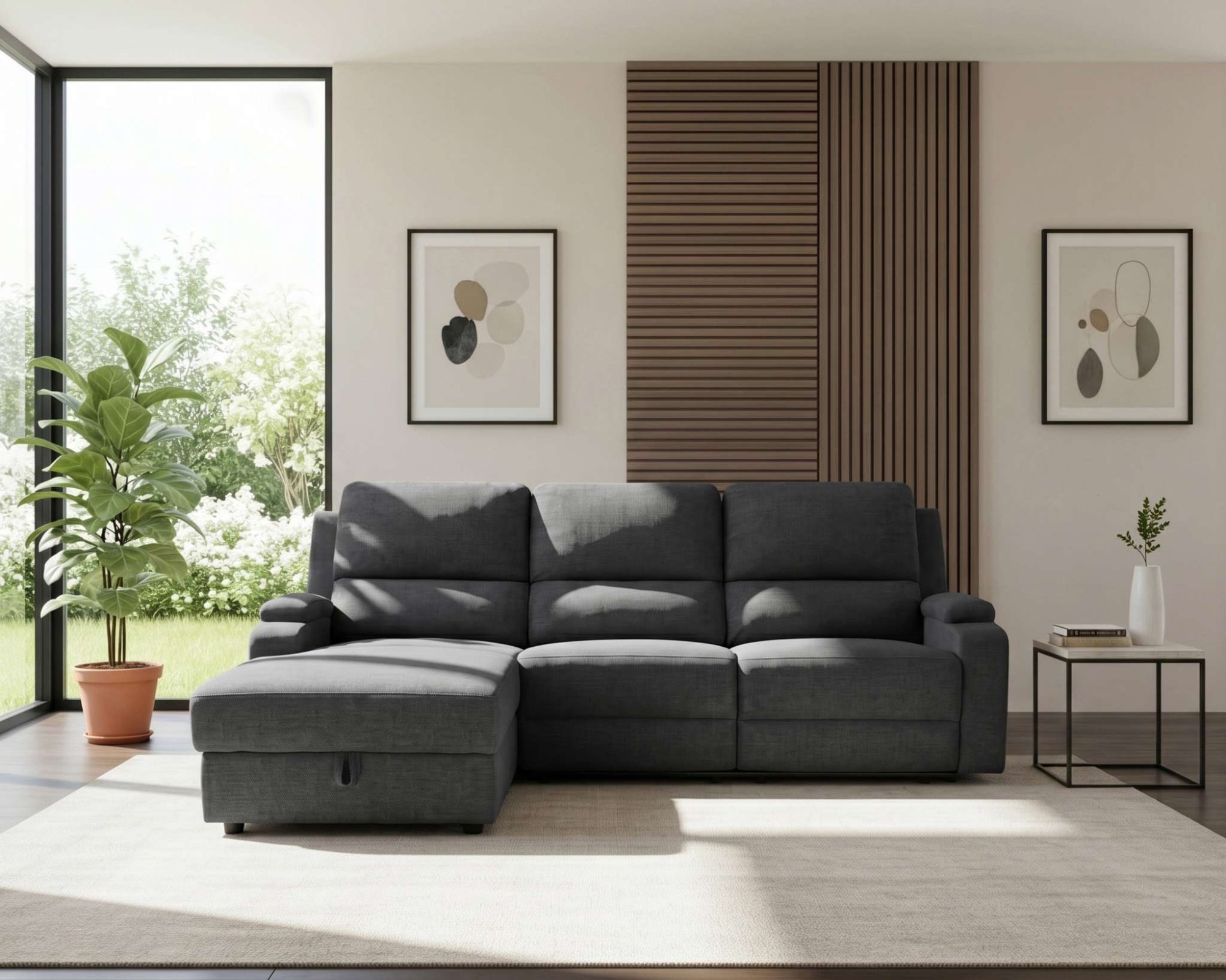 GOODproduct »NAPORI Struktur-Bezug, L-Form, 210cm, man./elektr. Relaxfunktion« USB-A bei elektr. Variante, Staukasten, Seitentasche u. Federkern
