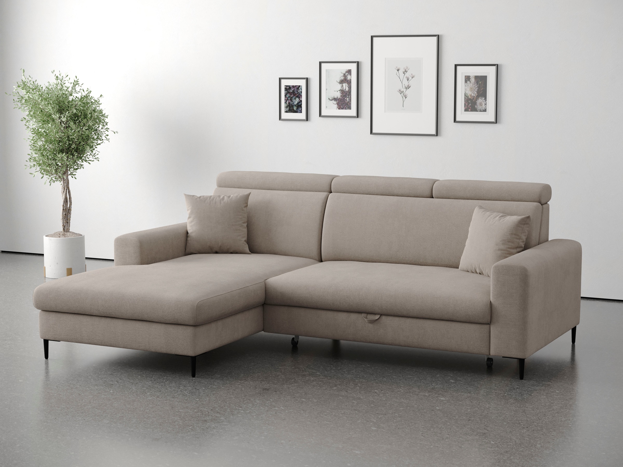 Image of GOODproduct "Nizza, L-Form, B: 250cm, mit Kopfteilverstellung" mit Schlaffunktion und Bettkasten