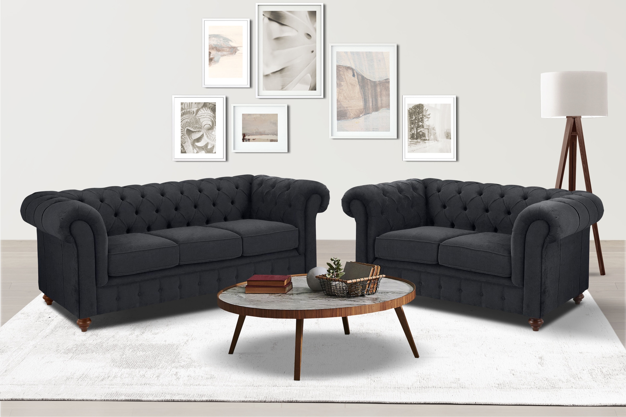 Home affaire Groupe de sièges »Chesterfield« 2 cuis tlg. hochwertige Knopfheftung, bestehend aus 2- und 3-Sitzer