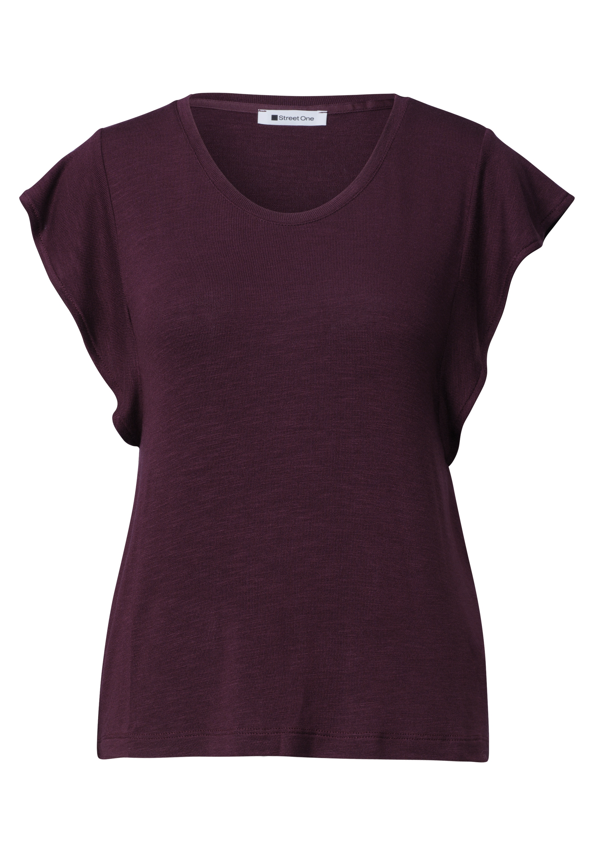STREET ONE Shirttop Sommershirt mit kurzen Volant-Ärmeln