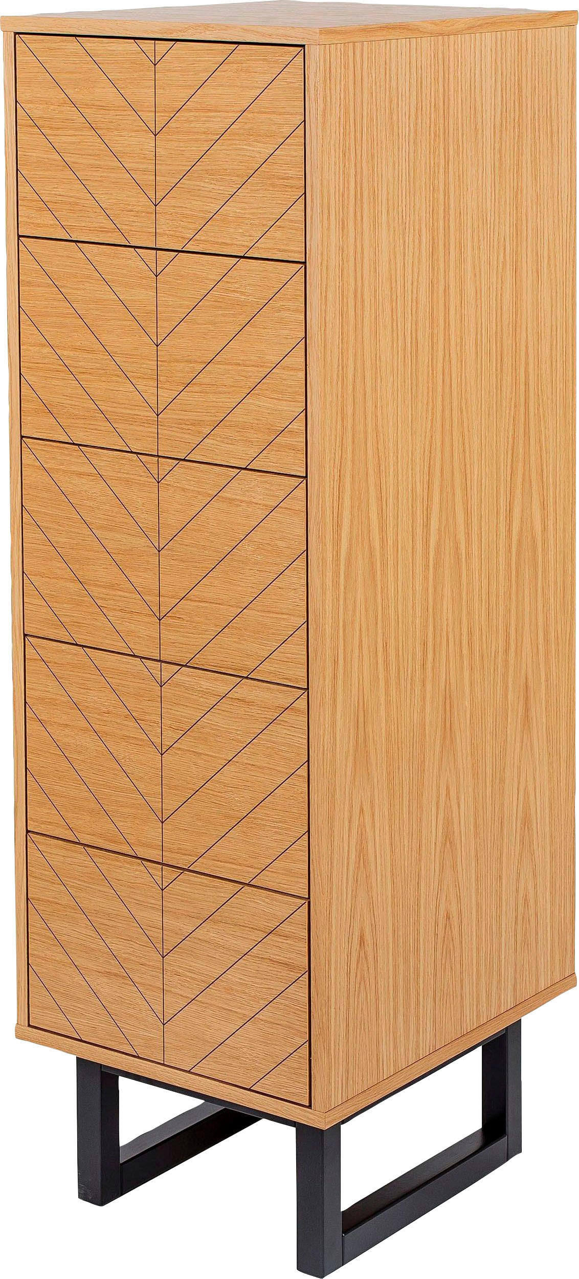 Woodman Hochkommode, im skandinavischen Design, mit besonderem Print
