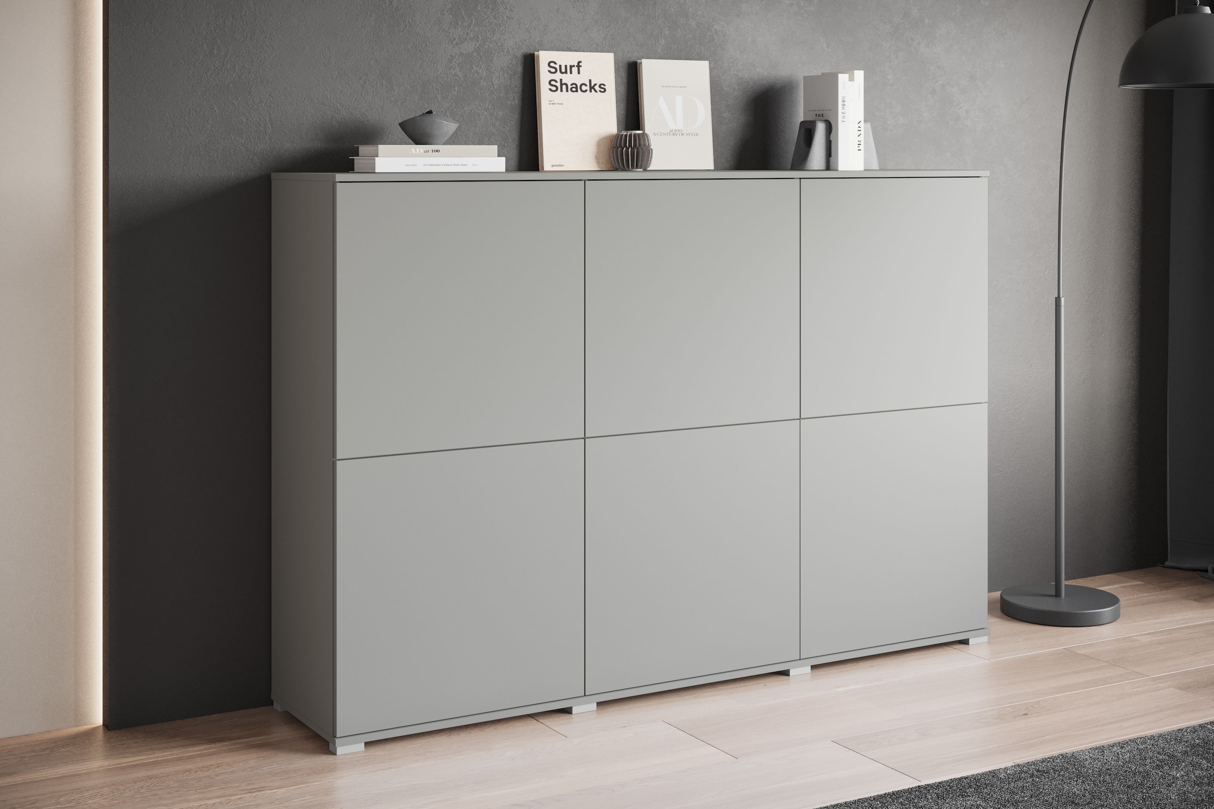 GOODproduct Highboard »Kenia, moderne grifflose Hochkommode mit 6 Türen, Breite 180 cm« 1 Stk. tlg. Push-to-Open-Fronten, höhenverstellbaren Einlegeböden