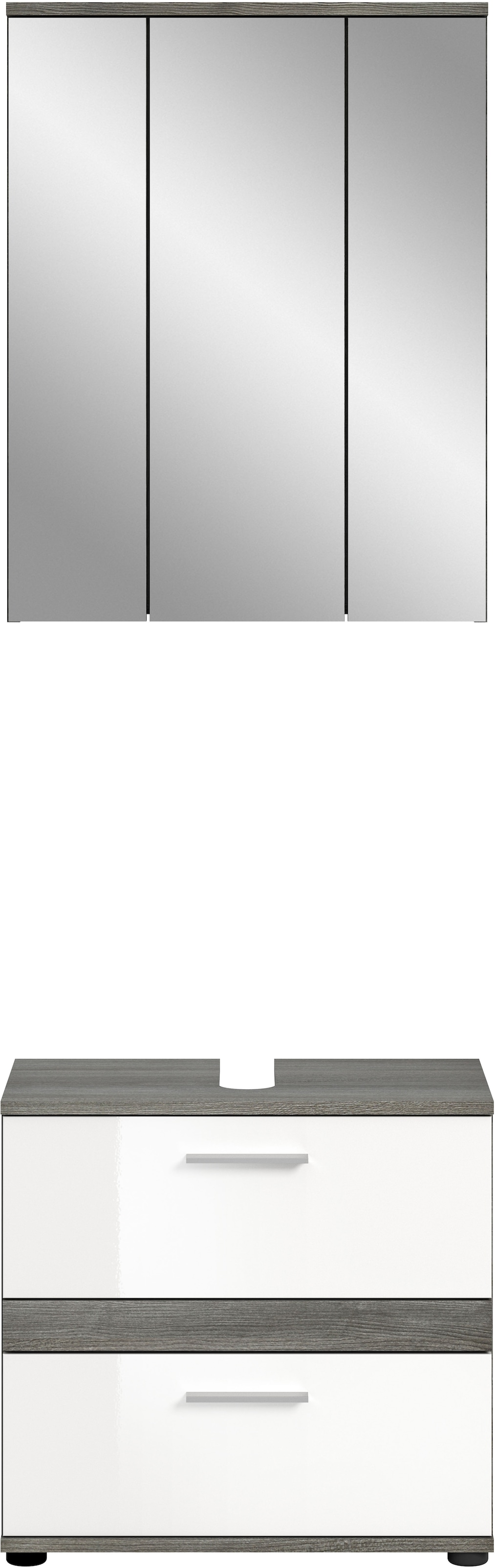 welltime Badmöbel-Set »Lucca, bestehend aus: 1x Waschbeckenunterschrank & 1x Spiegelschrank« Set, 2 Stk. tlg.