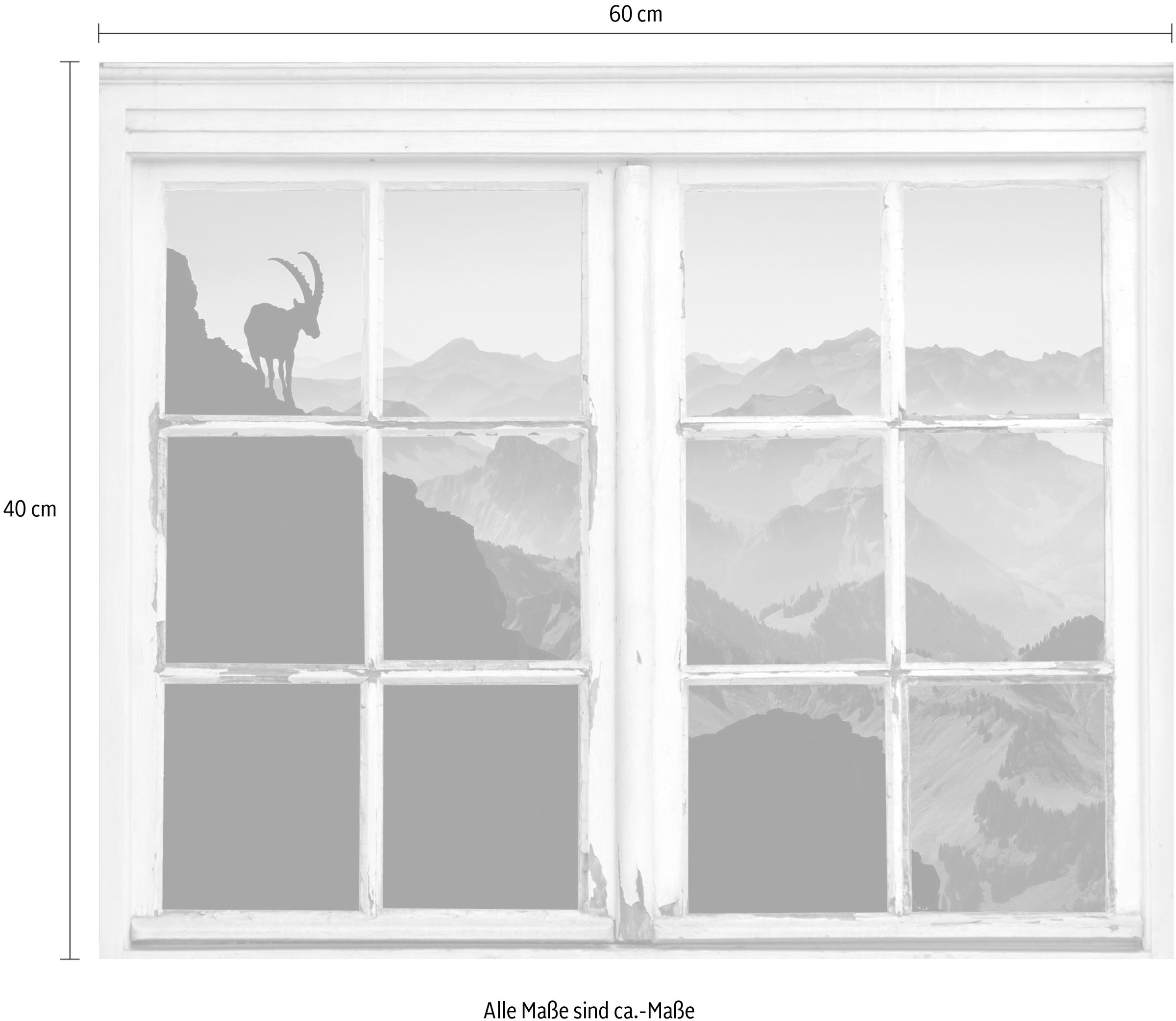 queence Wandsticker »Steinbock« Wandsticker, Wandbild, selbstklebend, 3D, Fenster