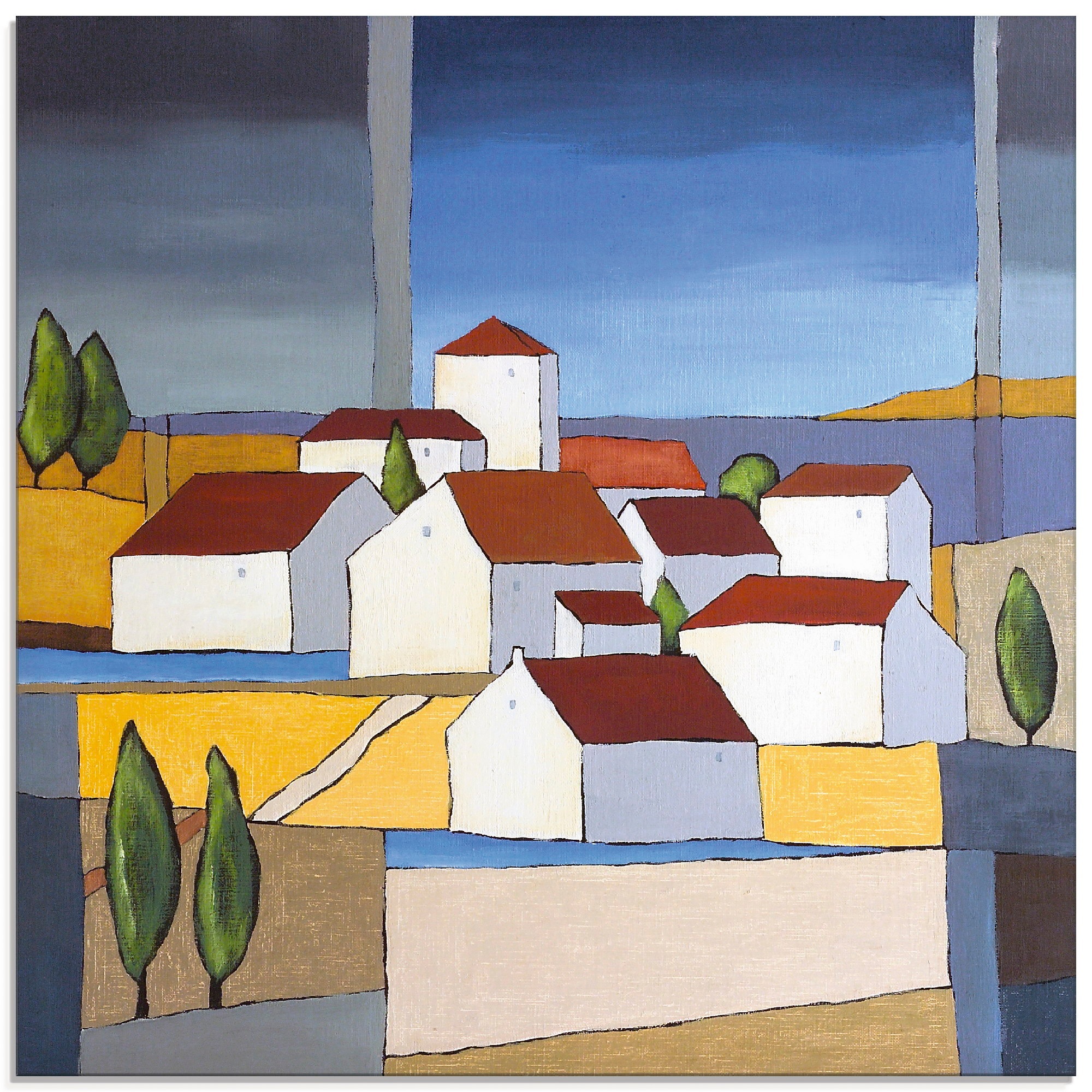 Image of Artland Glasbild »Dorf in der Nähe vom Meer«, Gebäude, (1 St.) bei Ackermann Versand Schweiz